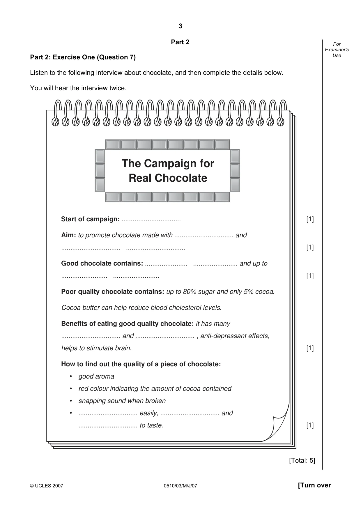 Cambridge IGCSE English - Second Language (oral endorsement) 0510 2007 May/June Paper 3 · Variant 1 question paper, page 3 of 8