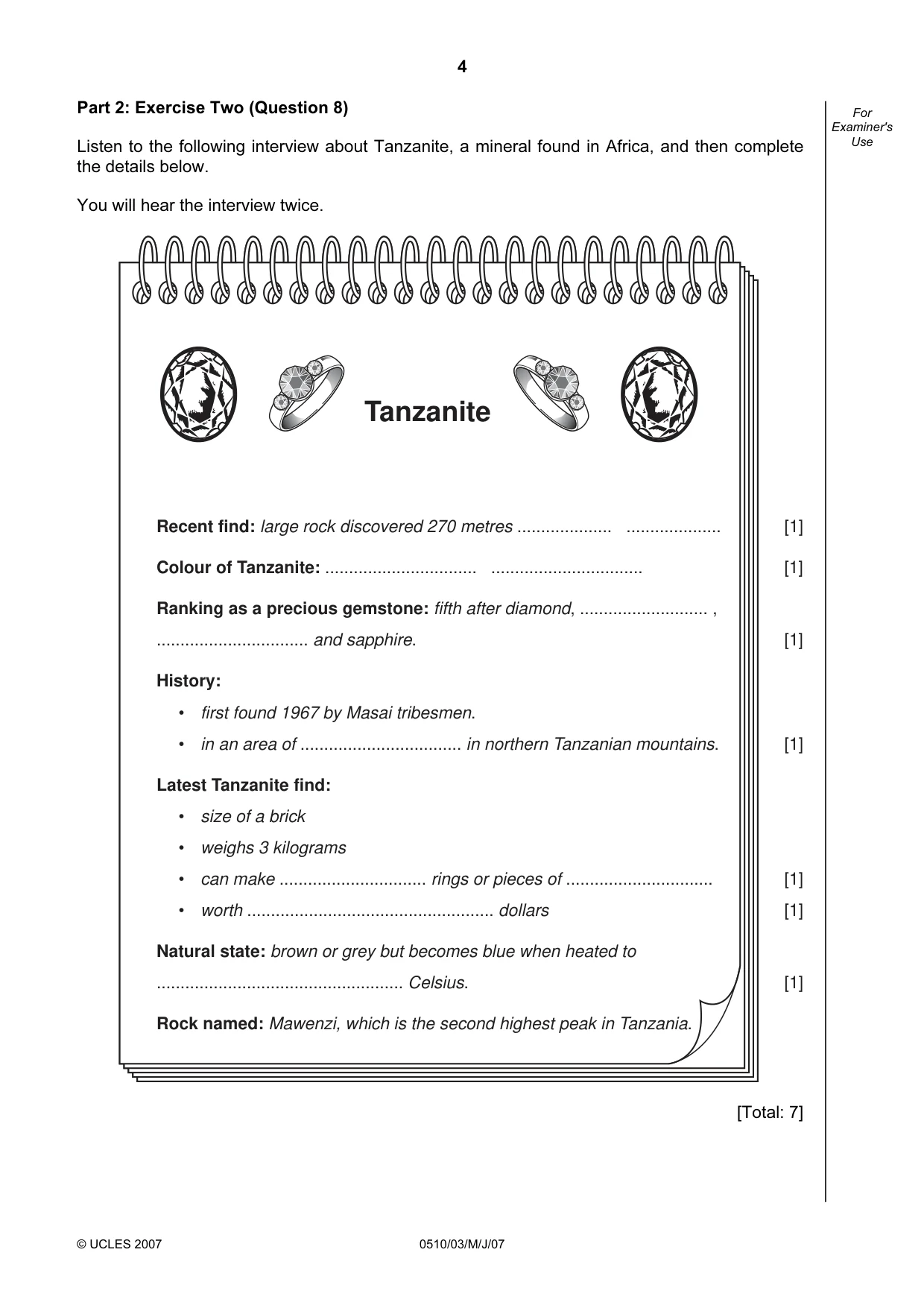 Cambridge IGCSE English - Second Language (oral endorsement) 0510 2007 May/June Paper 3 · Variant 1 question paper, page 4 of 8