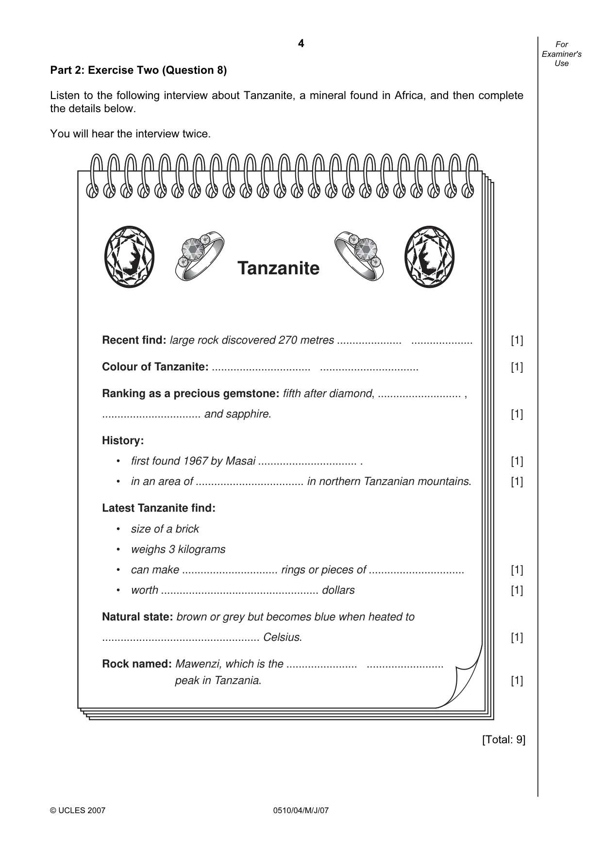 Cambridge IGCSE English - Second Language (oral endorsement) 0510 2007 May/June Paper 4 · Variant 1 question paper, page 4 of 8