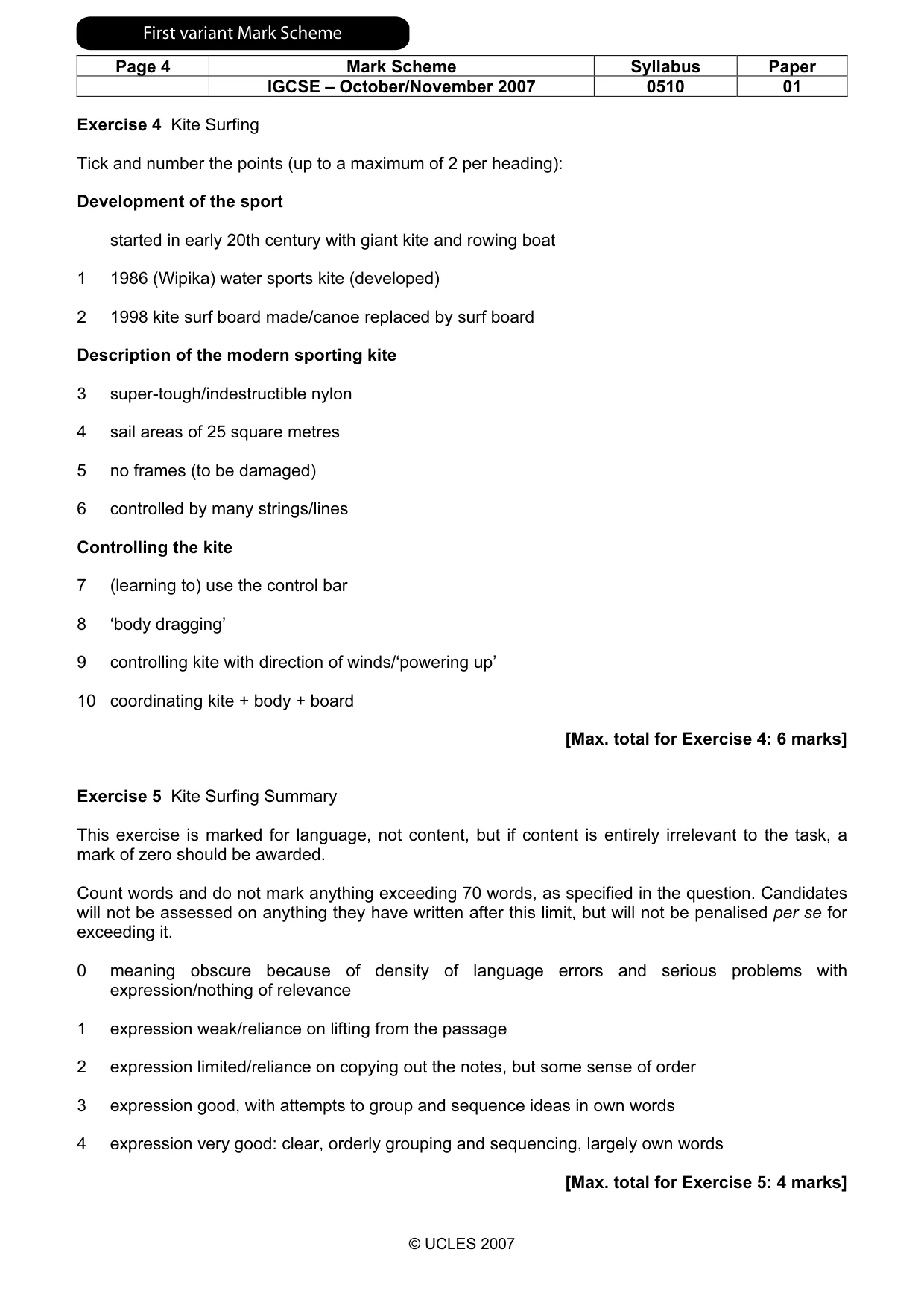 Mark scheme, page 5 of 12