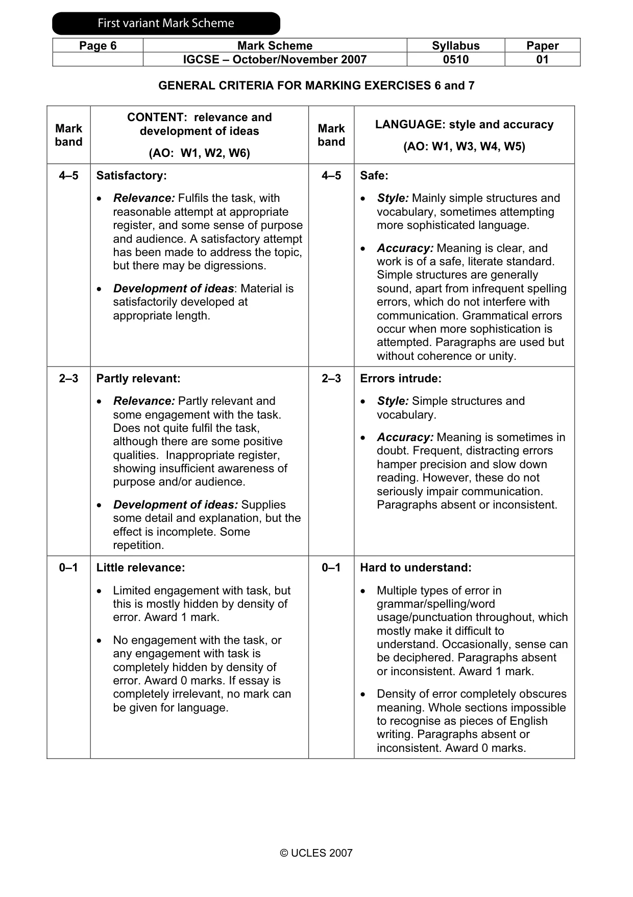 Mark scheme, page 7 of 12