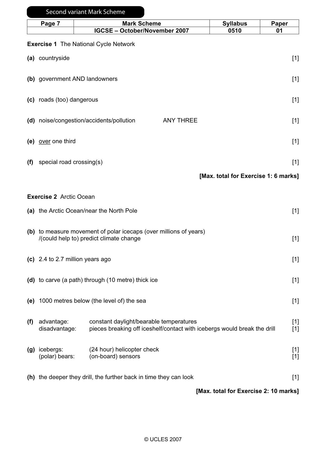 Mark scheme, page 8 of 12