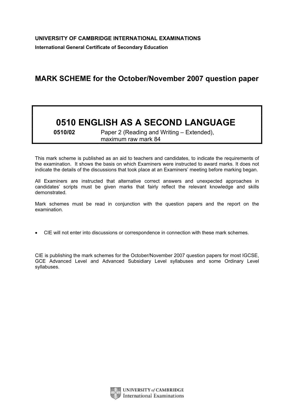 Mark scheme, page 1 of 10