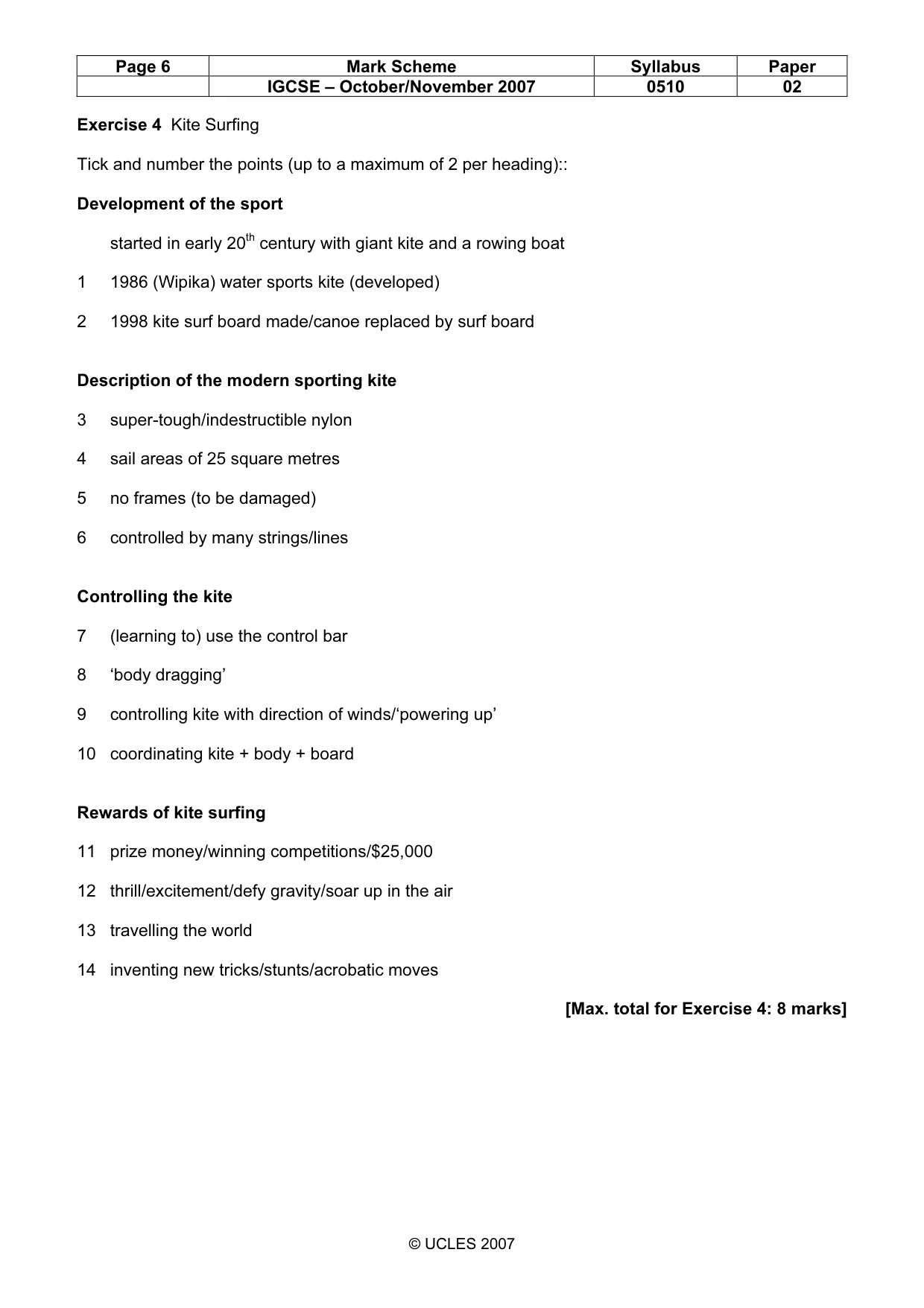 Mark scheme, page 6 of 10