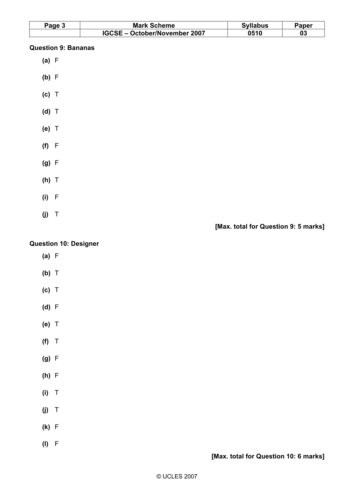 Mark scheme, page 3 of 10