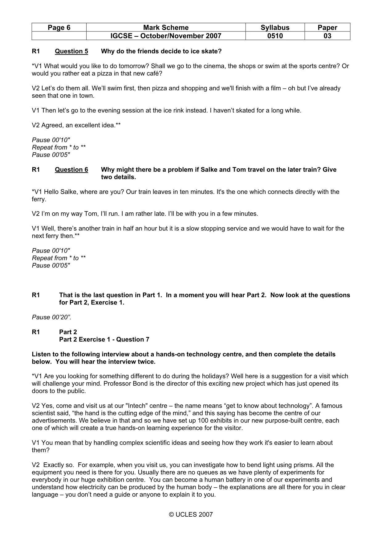 Mark scheme, page 6 of 10