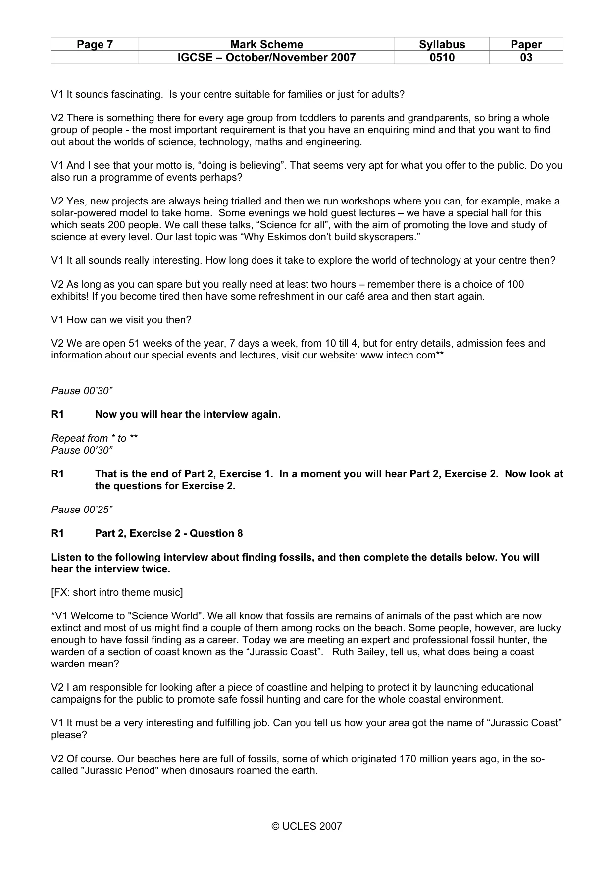 Mark scheme, page 7 of 10