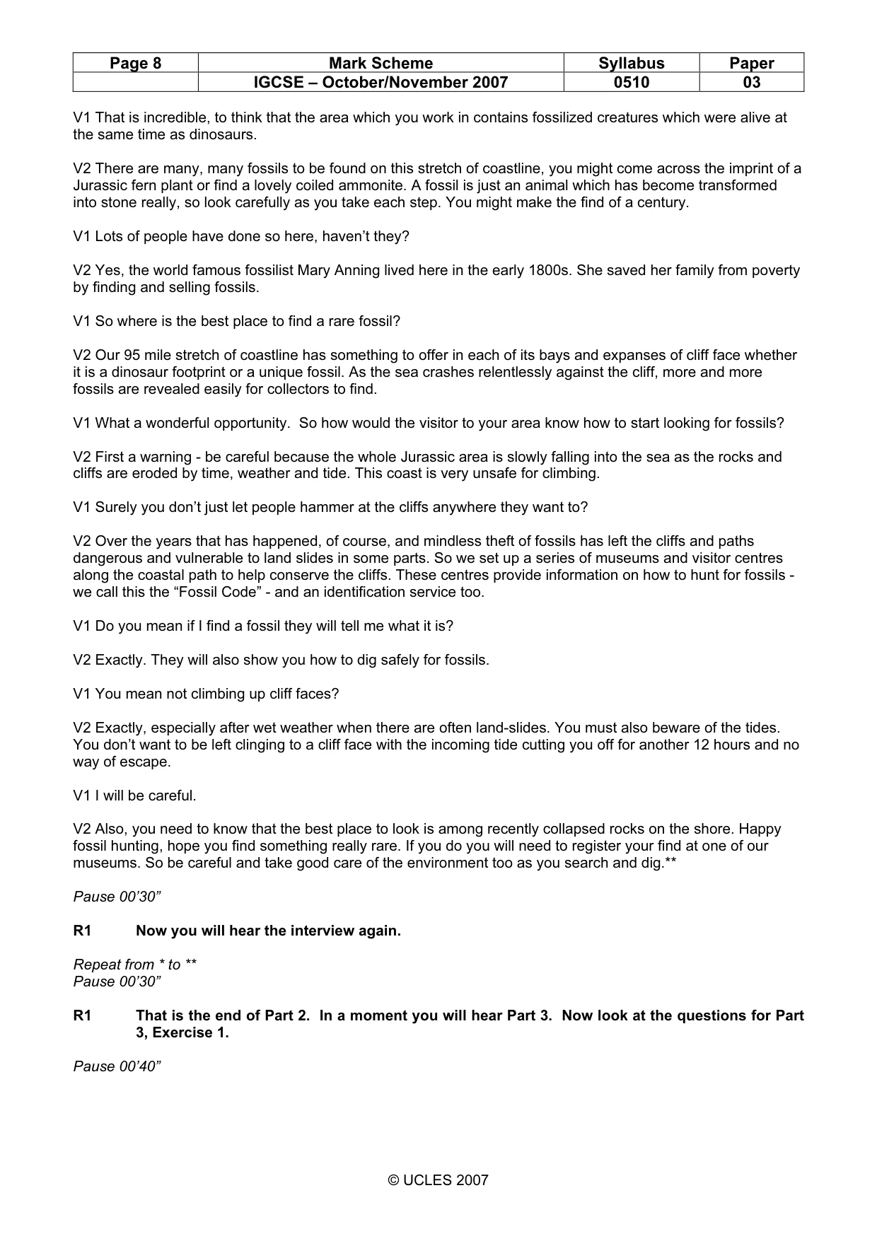 Mark scheme, page 8 of 10