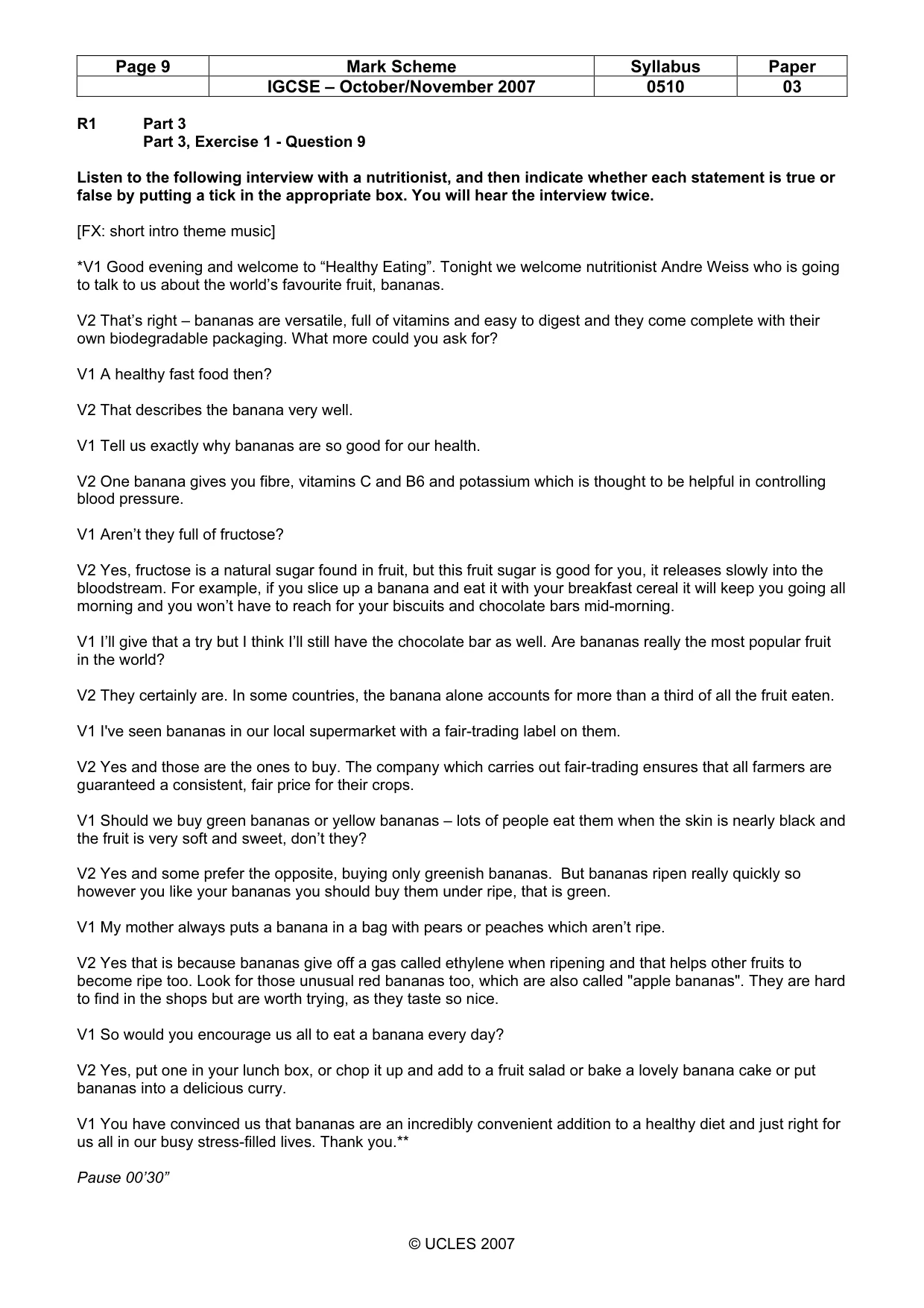 Mark scheme, page 9 of 10