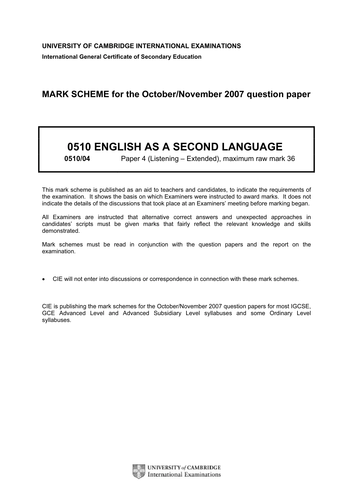 Mark scheme, page 1 of 11