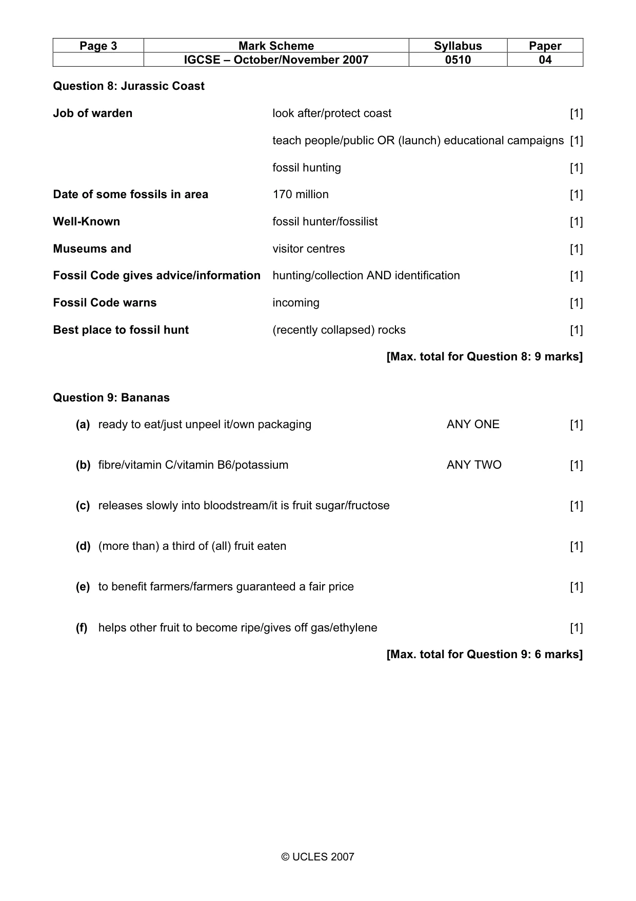 Mark scheme, page 3 of 11