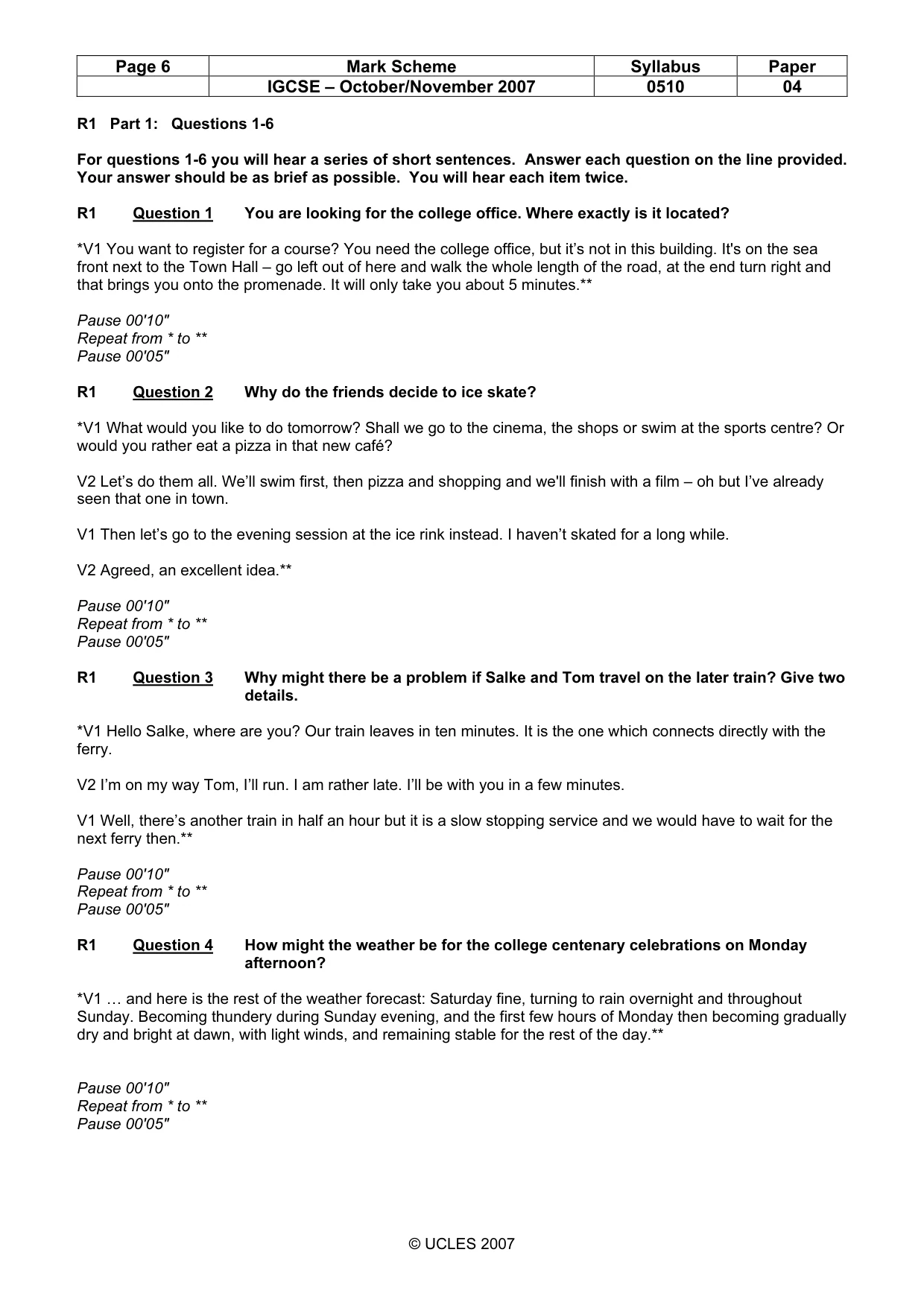 Mark scheme, page 6 of 11
