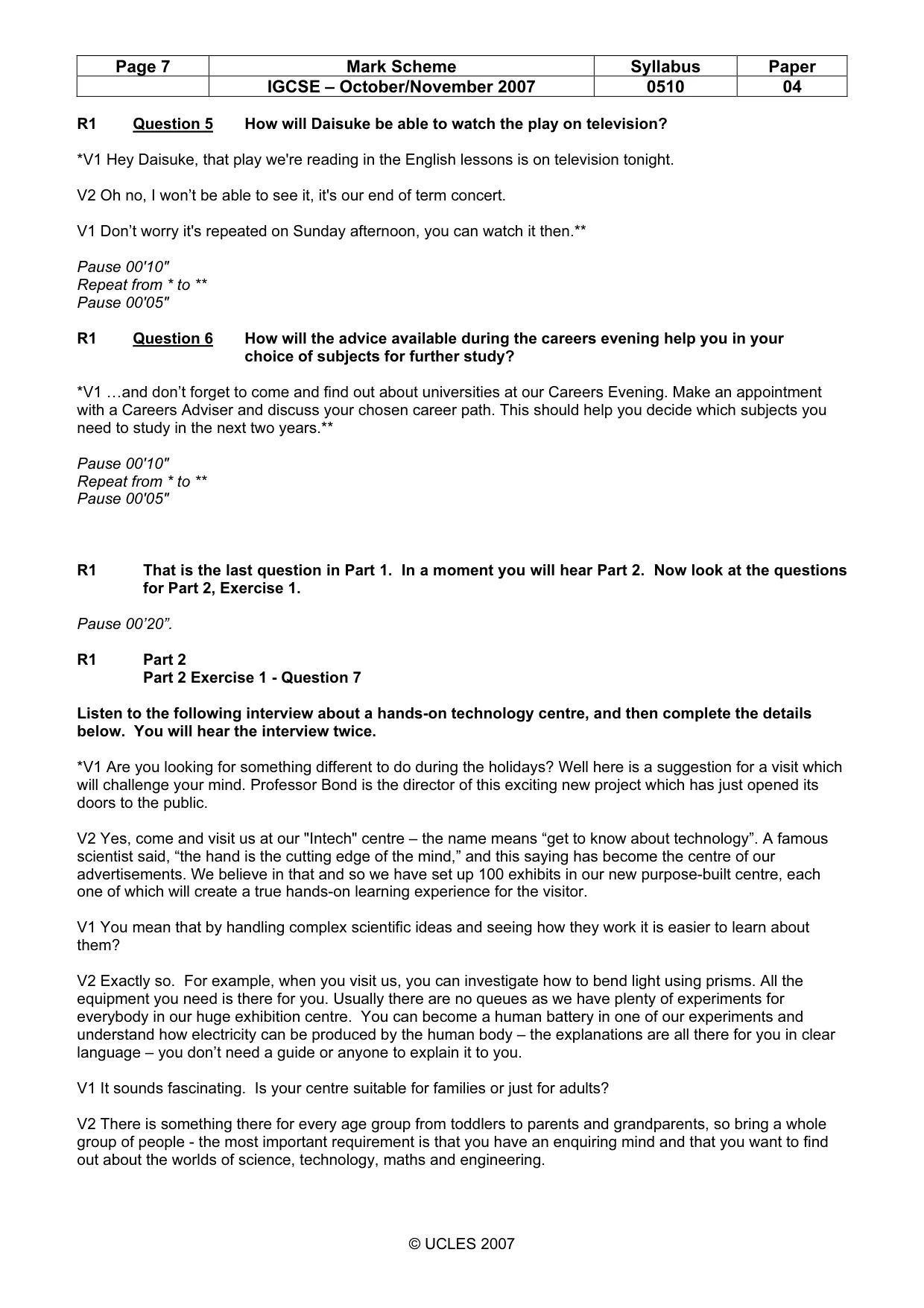 Mark scheme, page 7 of 11