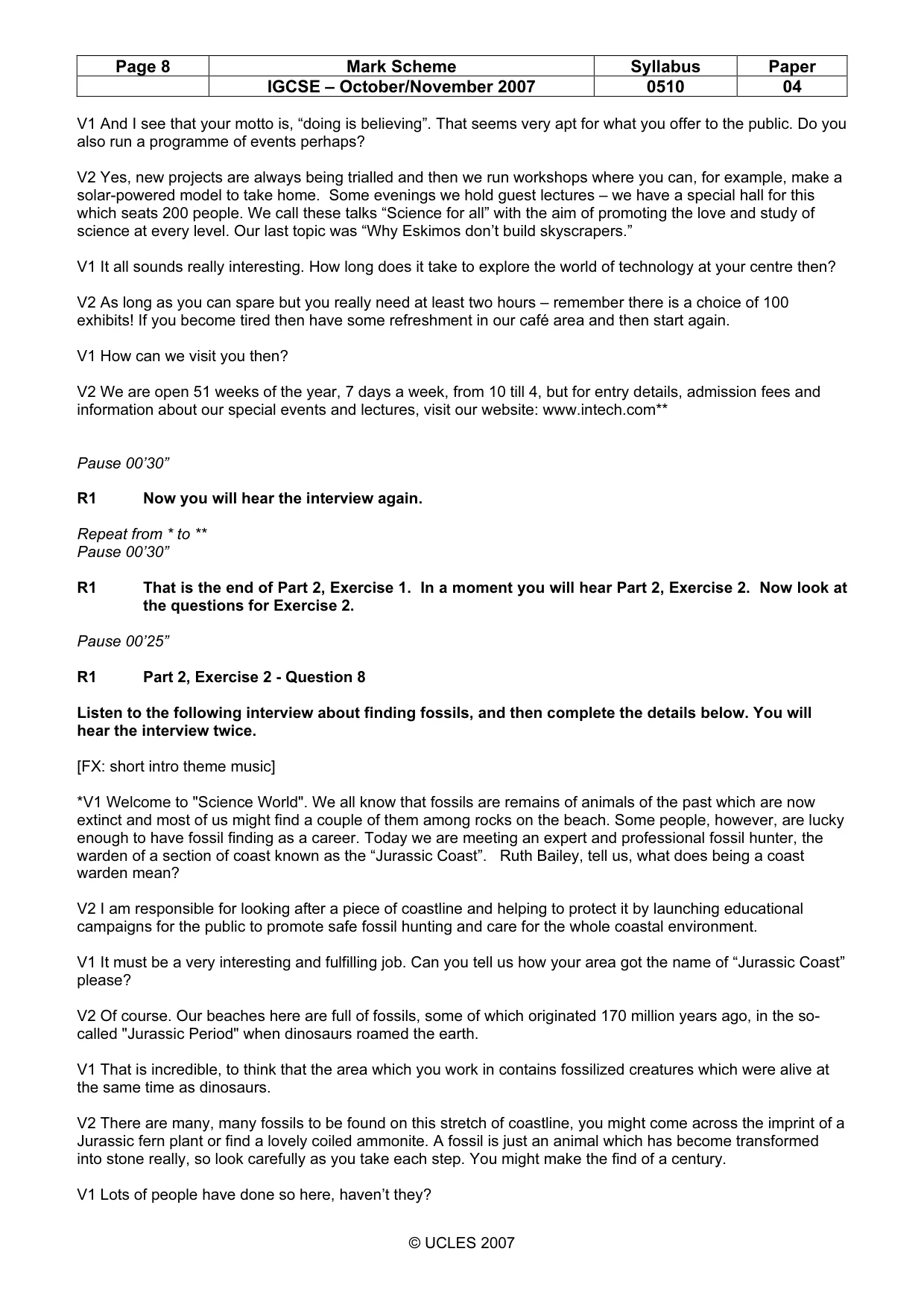 Mark scheme, page 8 of 11