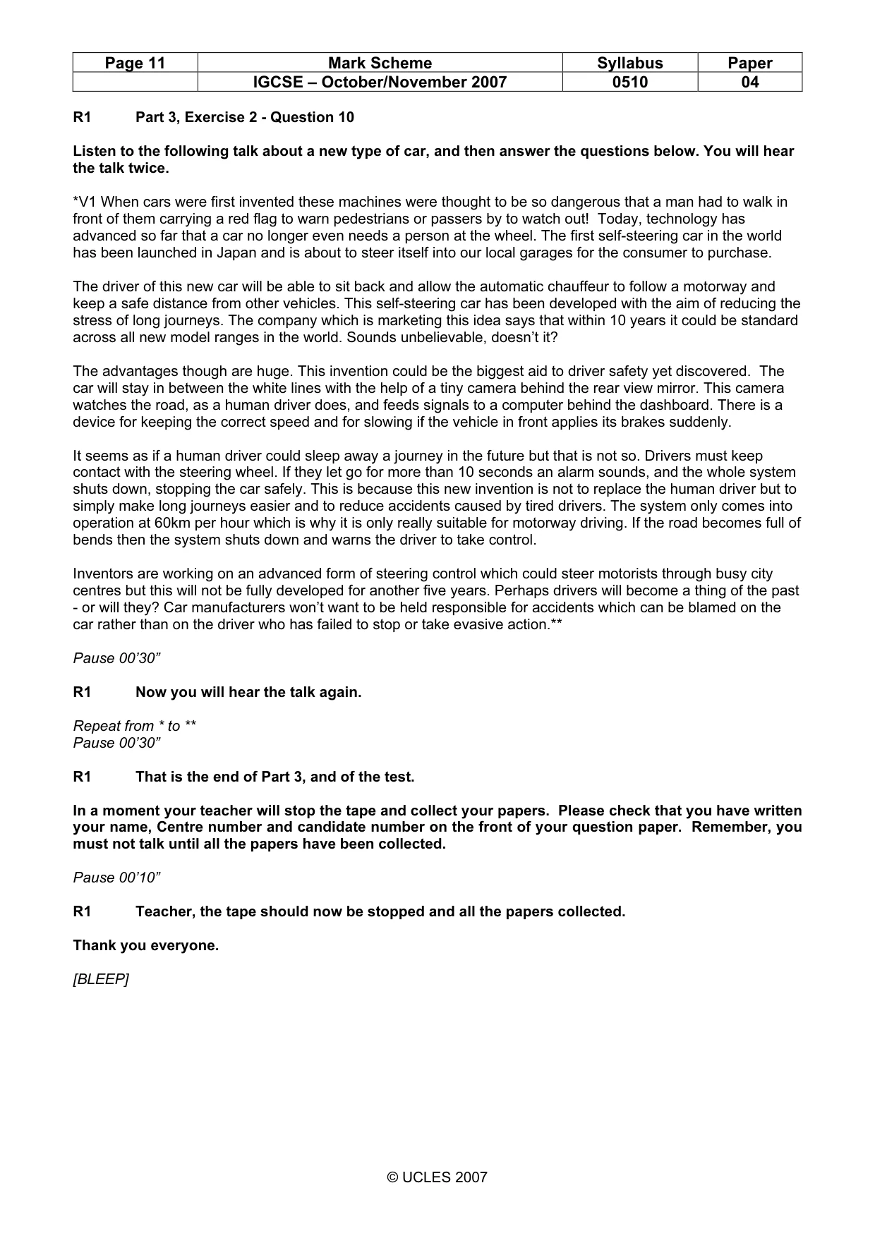 Mark scheme, page 11 of 11