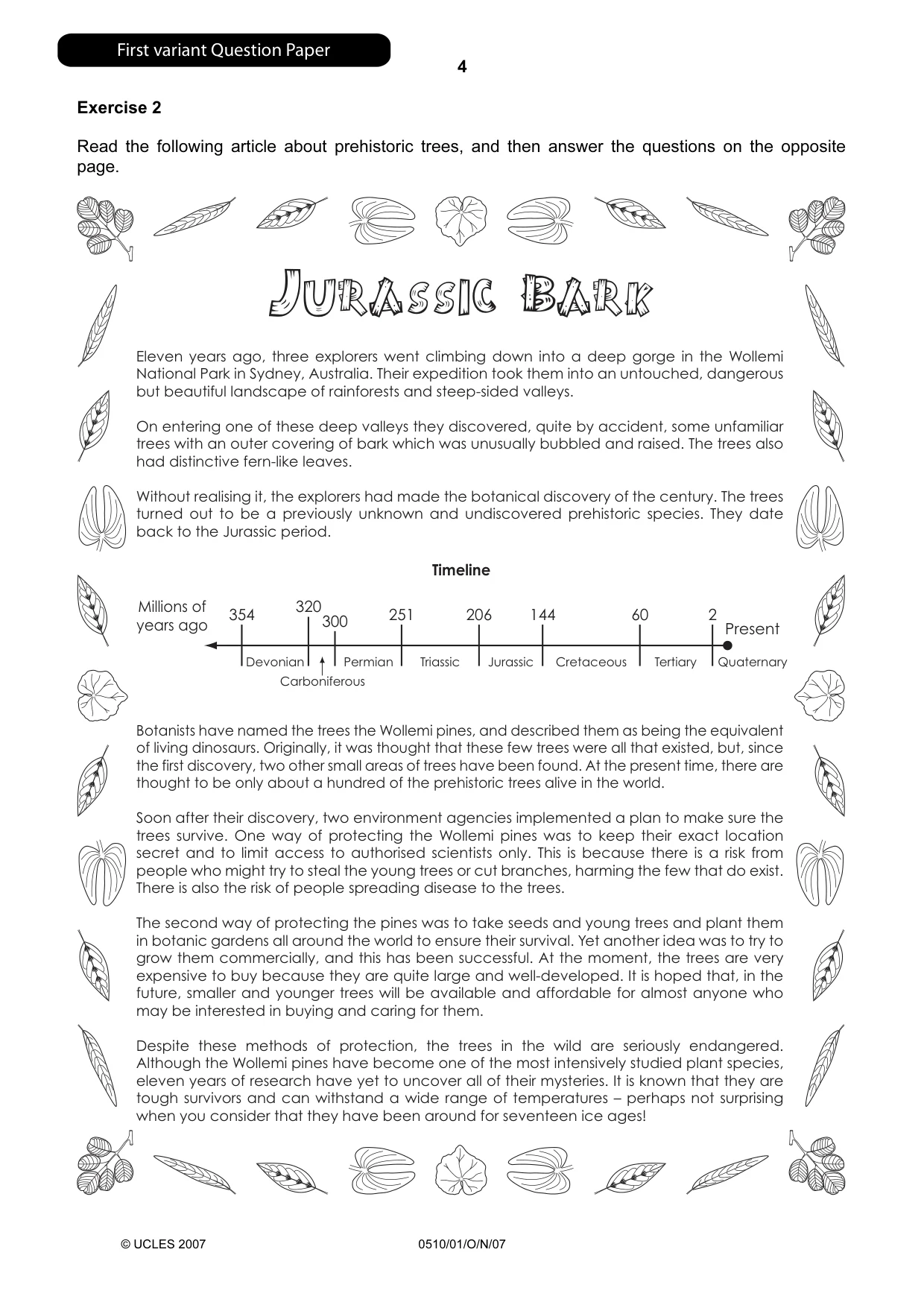 Cambridge IGCSE English - Second Language (oral endorsement) 0510 2007 Oct/Nov Paper 1 · Variant 1 question paper, page 5 of 33