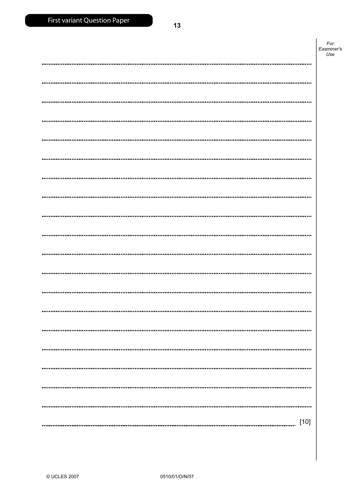 Cambridge IGCSE English - Second Language (oral endorsement) 0510 2007 Oct/Nov Paper 1 · Variant 1 question paper, page 14 of 33