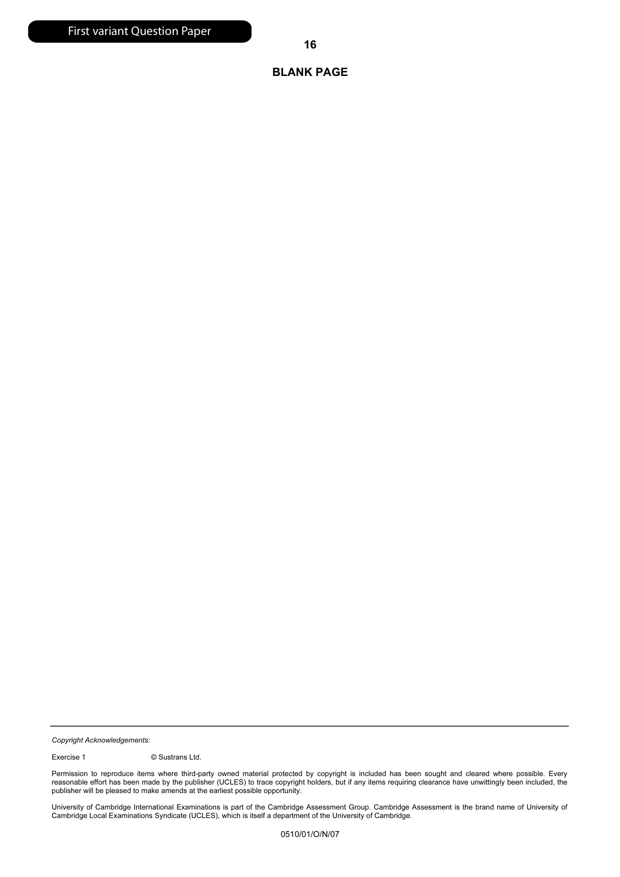 Cambridge IGCSE English - Second Language (oral endorsement) 0510 2007 Oct/Nov Paper 1 · Variant 1 question paper, page 17 of 33