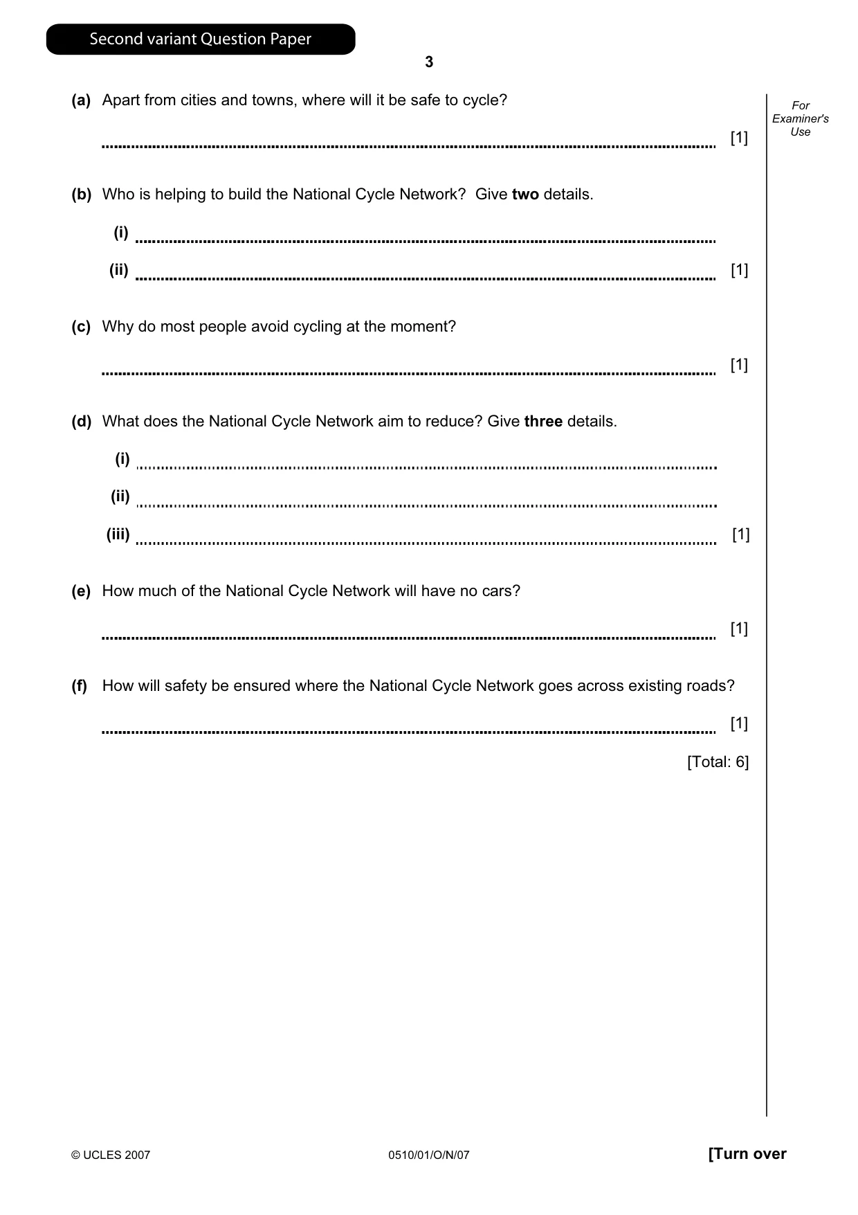 Cambridge IGCSE English - Second Language (oral endorsement) 0510 2007 Oct/Nov Paper 1 · Variant 1 question paper, page 20 of 33
