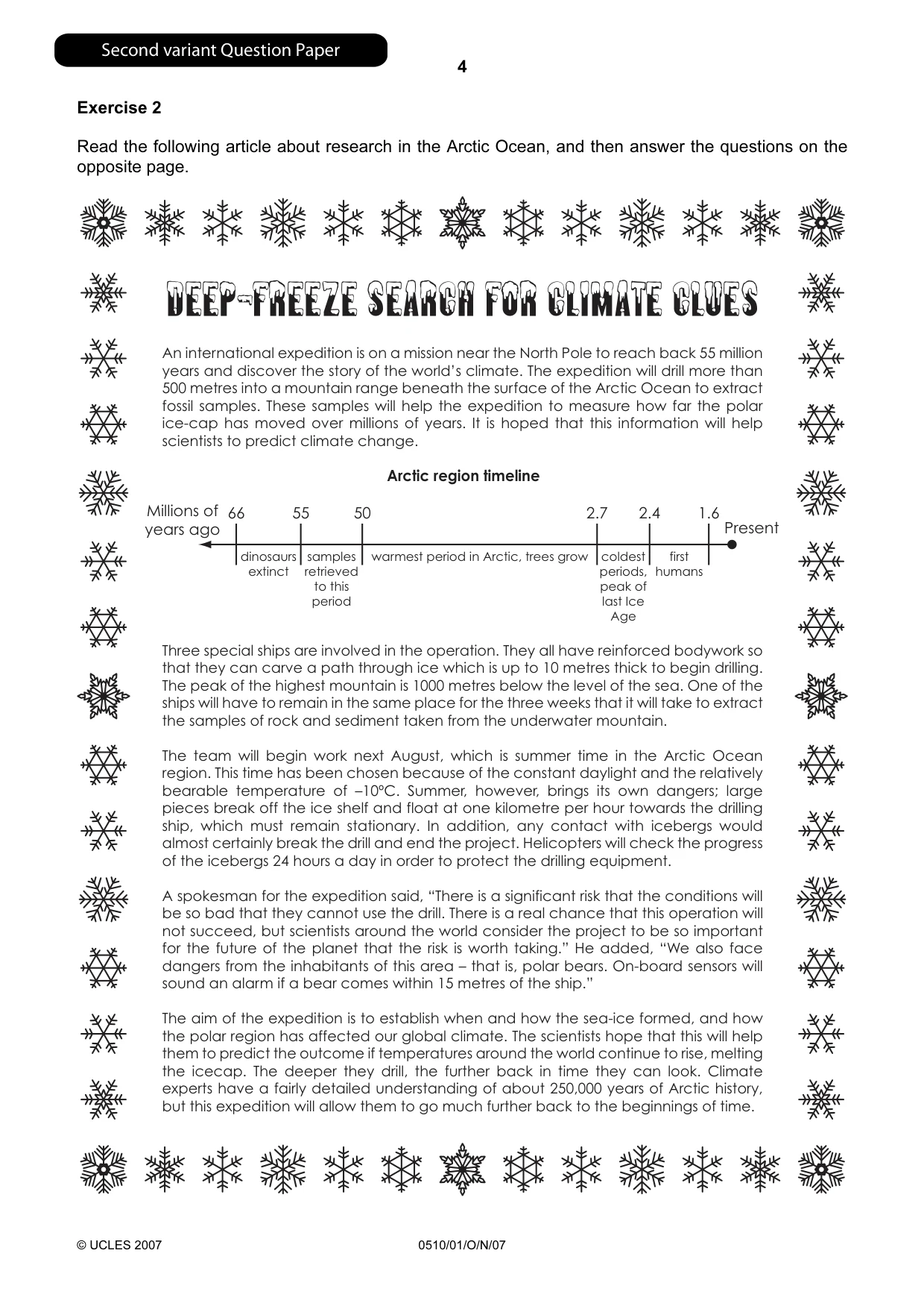 Cambridge IGCSE English - Second Language (oral endorsement) 0510 2007 Oct/Nov Paper 1 · Variant 1 question paper, page 21 of 33
