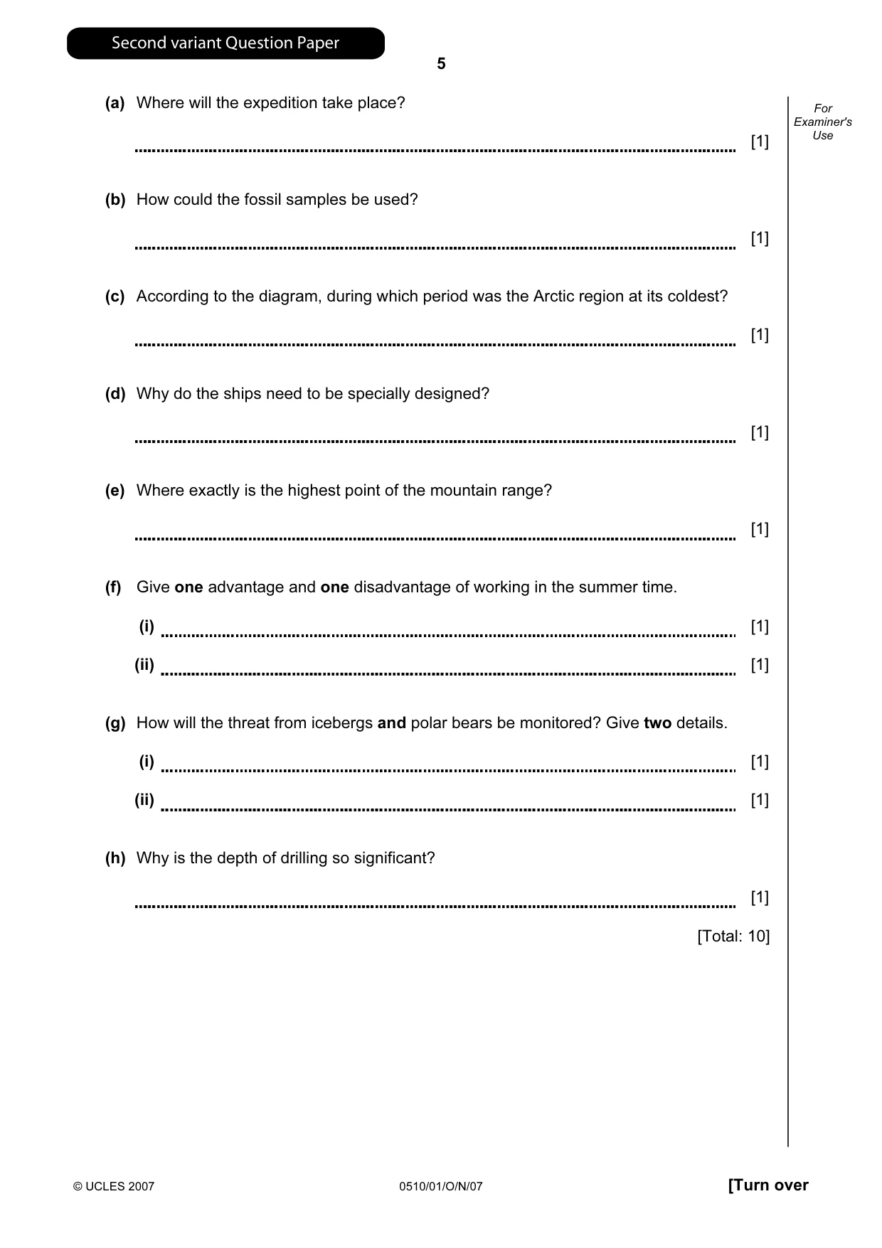 Cambridge IGCSE English - Second Language (oral endorsement) 0510 2007 Oct/Nov Paper 1 · Variant 1 question paper, page 22 of 33