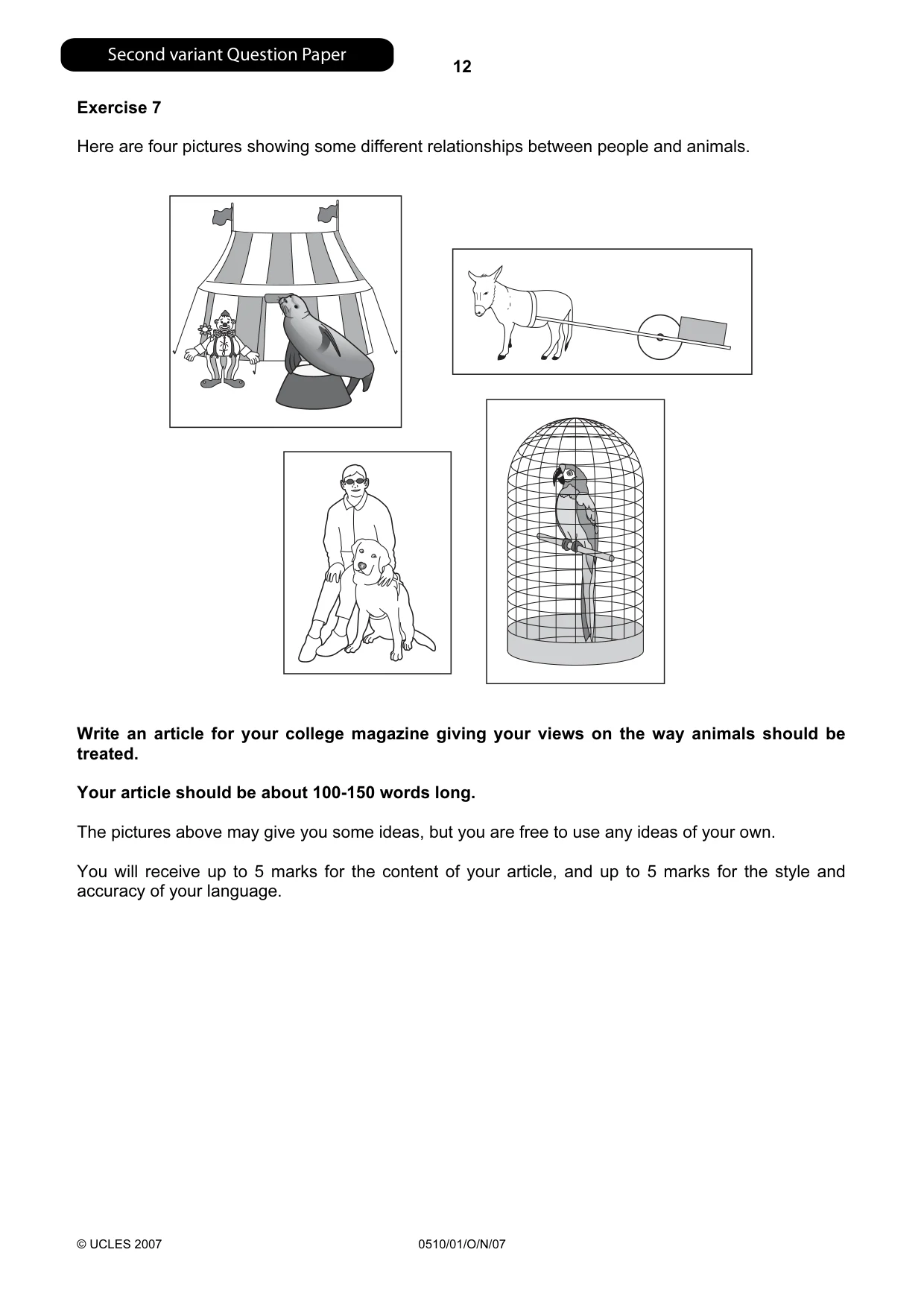 Cambridge IGCSE English - Second Language (oral endorsement) 0510 2007 Oct/Nov Paper 1 · Variant 1 question paper, page 29 of 33