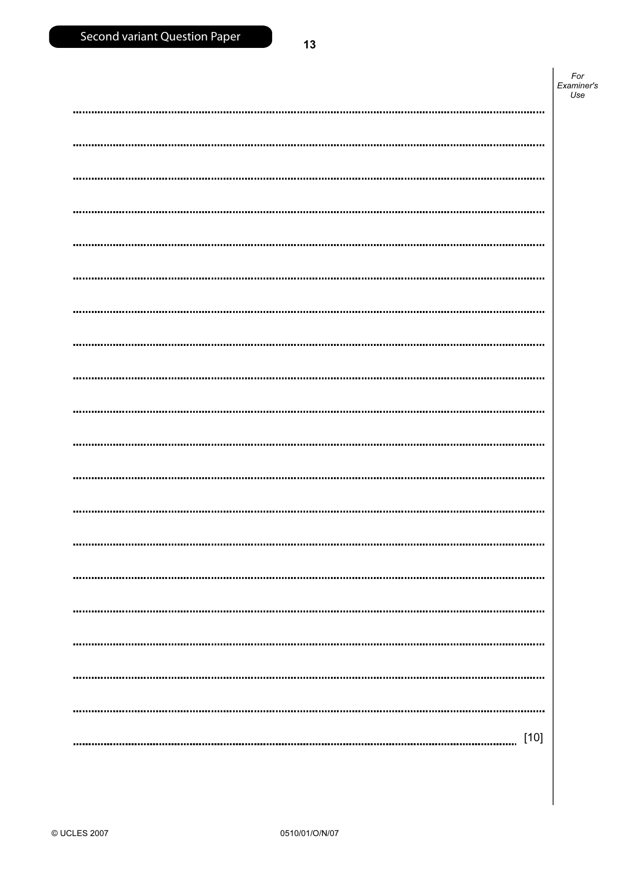 Cambridge IGCSE English - Second Language (oral endorsement) 0510 2007 Oct/Nov Paper 1 · Variant 1 question paper, page 30 of 33