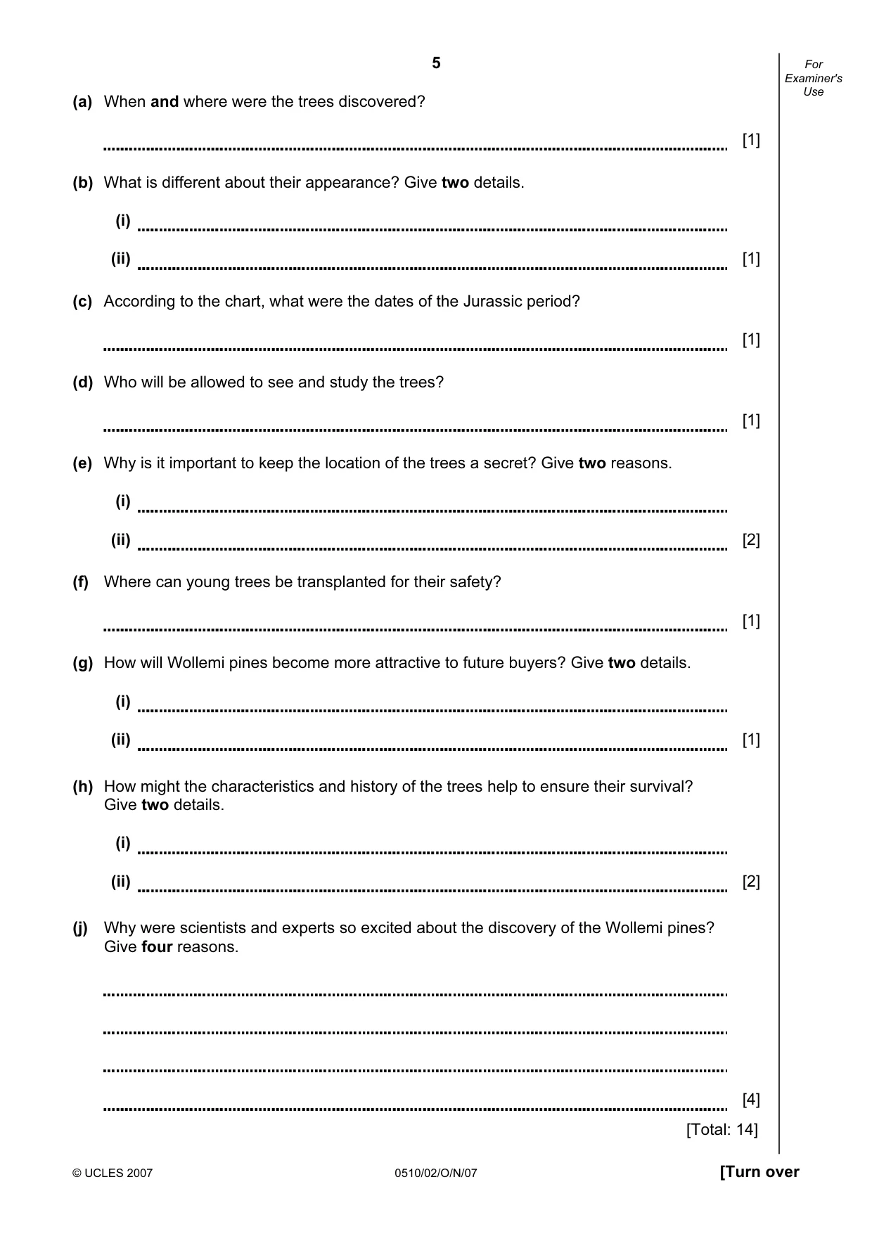 Cambridge IGCSE English - Second Language (oral endorsement) 0510 2007 Oct/Nov Paper 2 · Variant 1 question paper, page 5 of 16