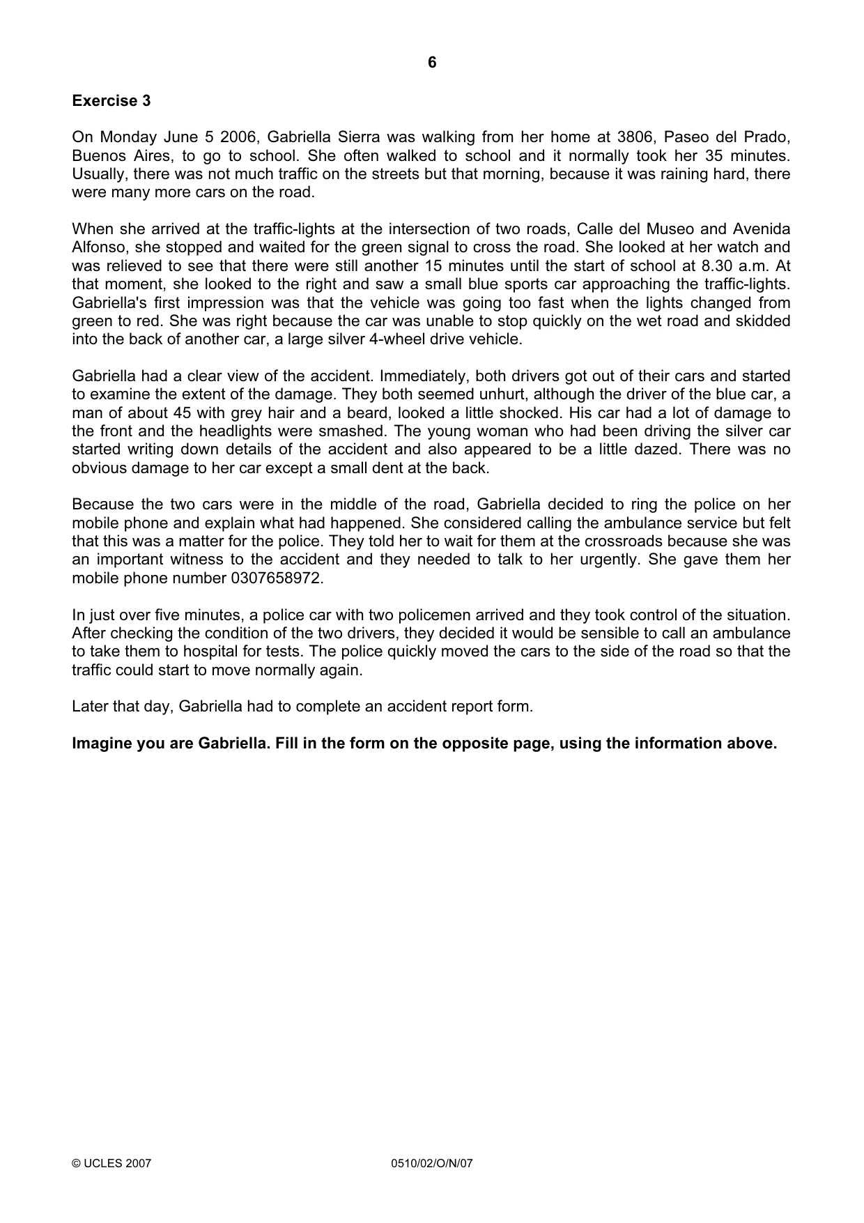 Cambridge IGCSE English - Second Language (oral endorsement) 0510 2007 Oct/Nov Paper 2 · Variant 1 question paper, page 6 of 16