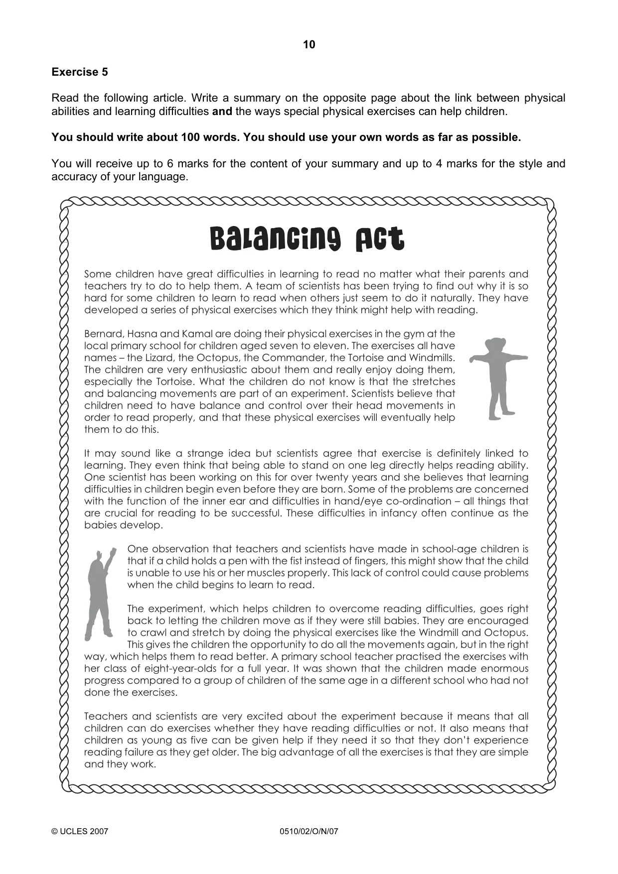 Cambridge IGCSE English - Second Language (oral endorsement) 0510 2007 Oct/Nov Paper 2 · Variant 1 question paper, page 10 of 16