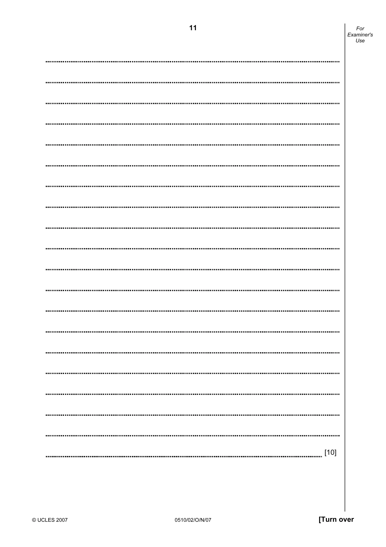 Cambridge IGCSE English - Second Language (oral endorsement) 0510 2007 Oct/Nov Paper 2 · Variant 1 question paper, page 11 of 16