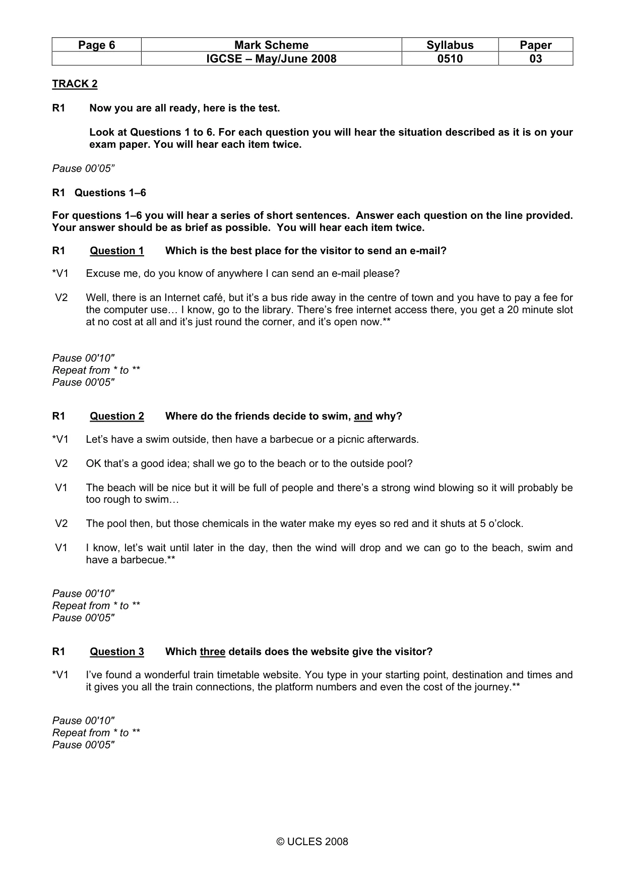 Mark scheme, page 6 of 12