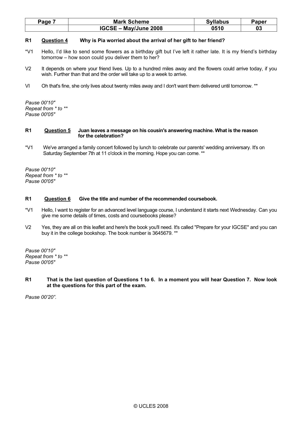 Mark scheme, page 7 of 12