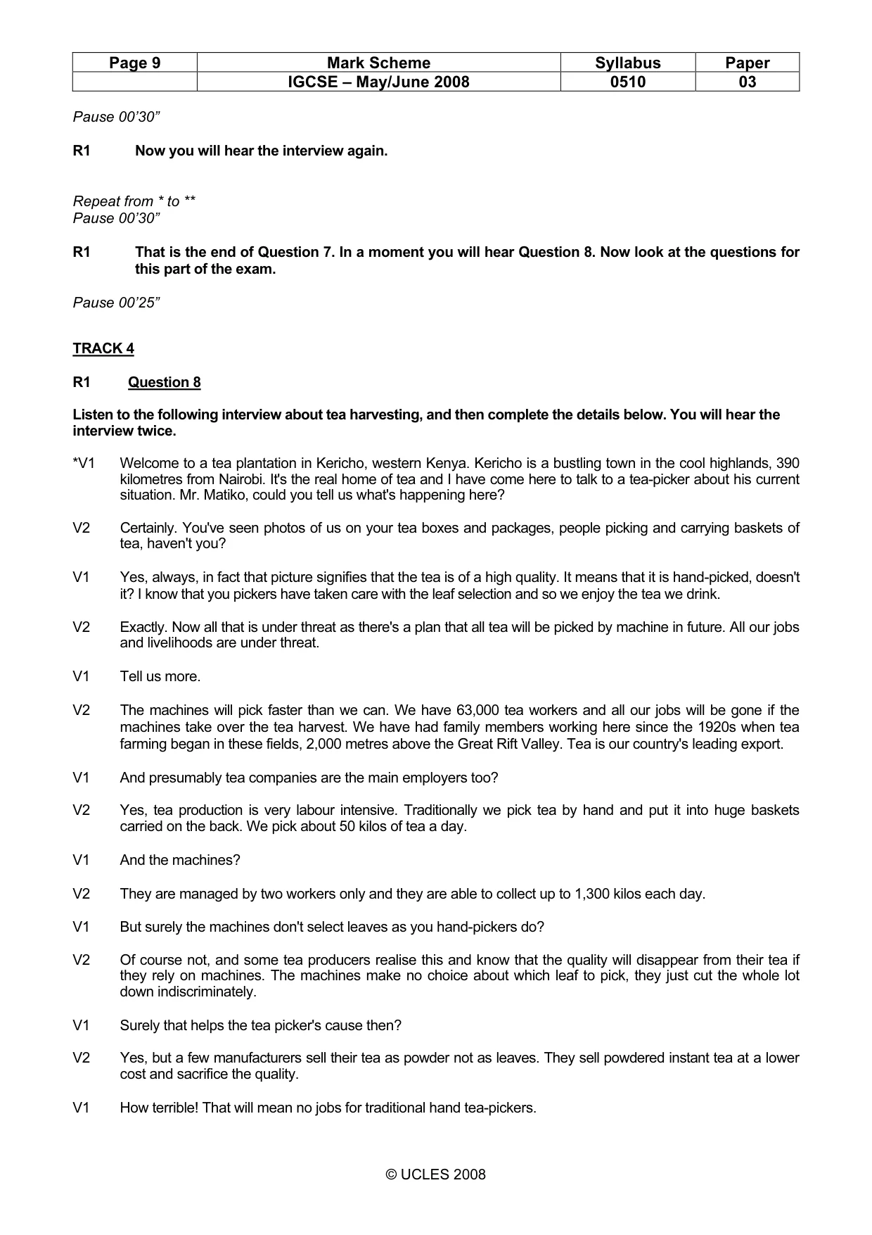 Mark scheme, page 9 of 12