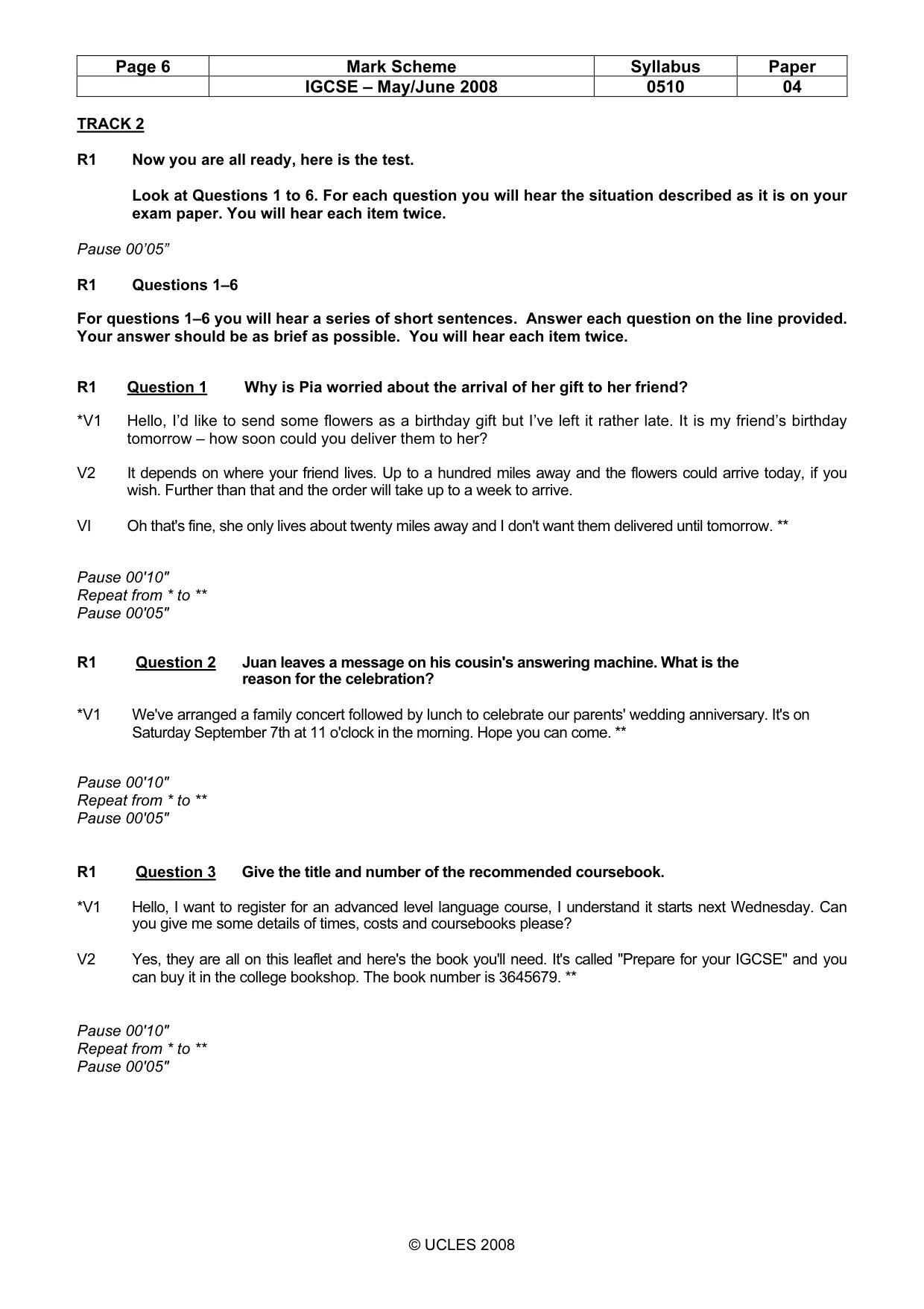 Mark scheme, page 6 of 12