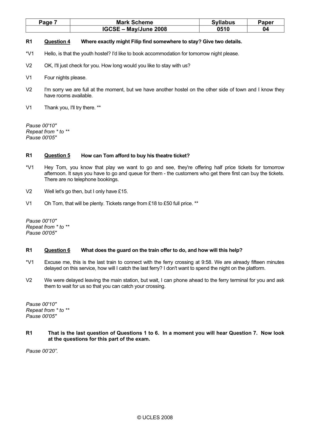 Mark scheme, page 7 of 12