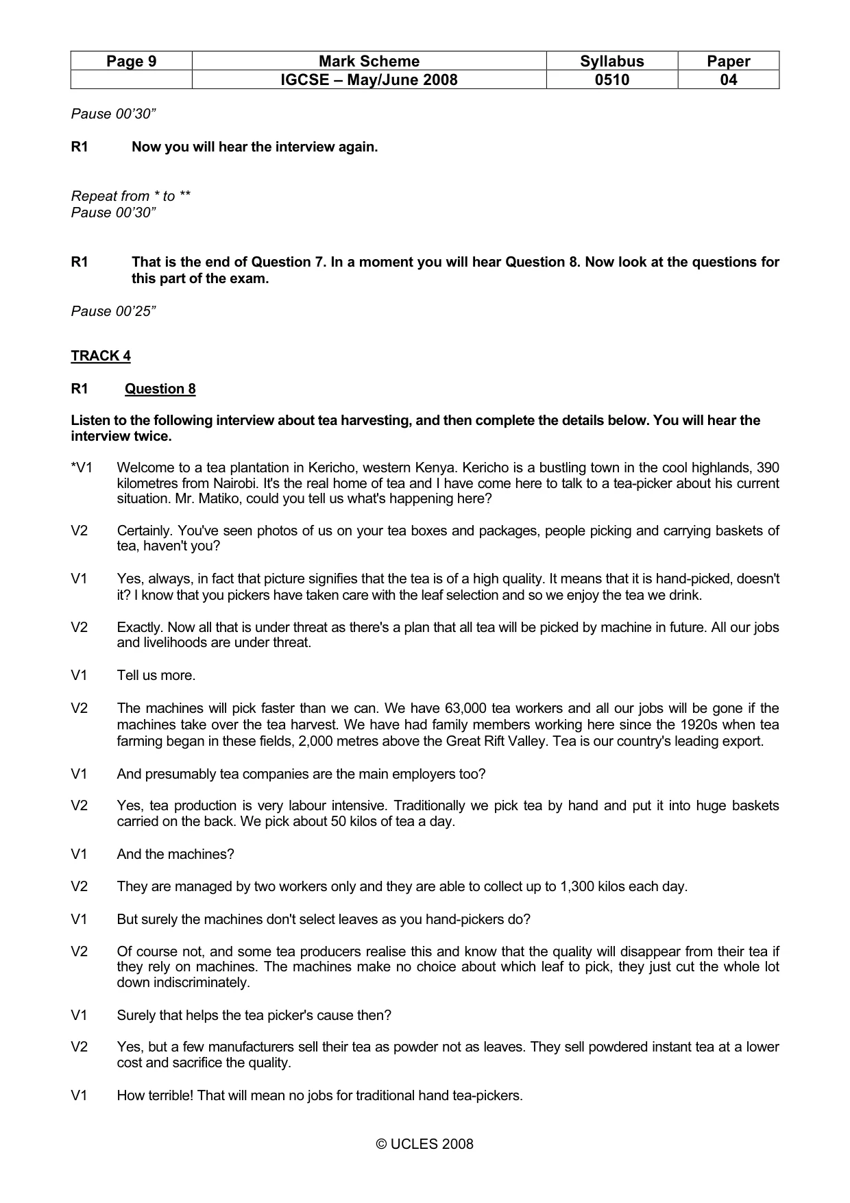 Mark scheme, page 9 of 12