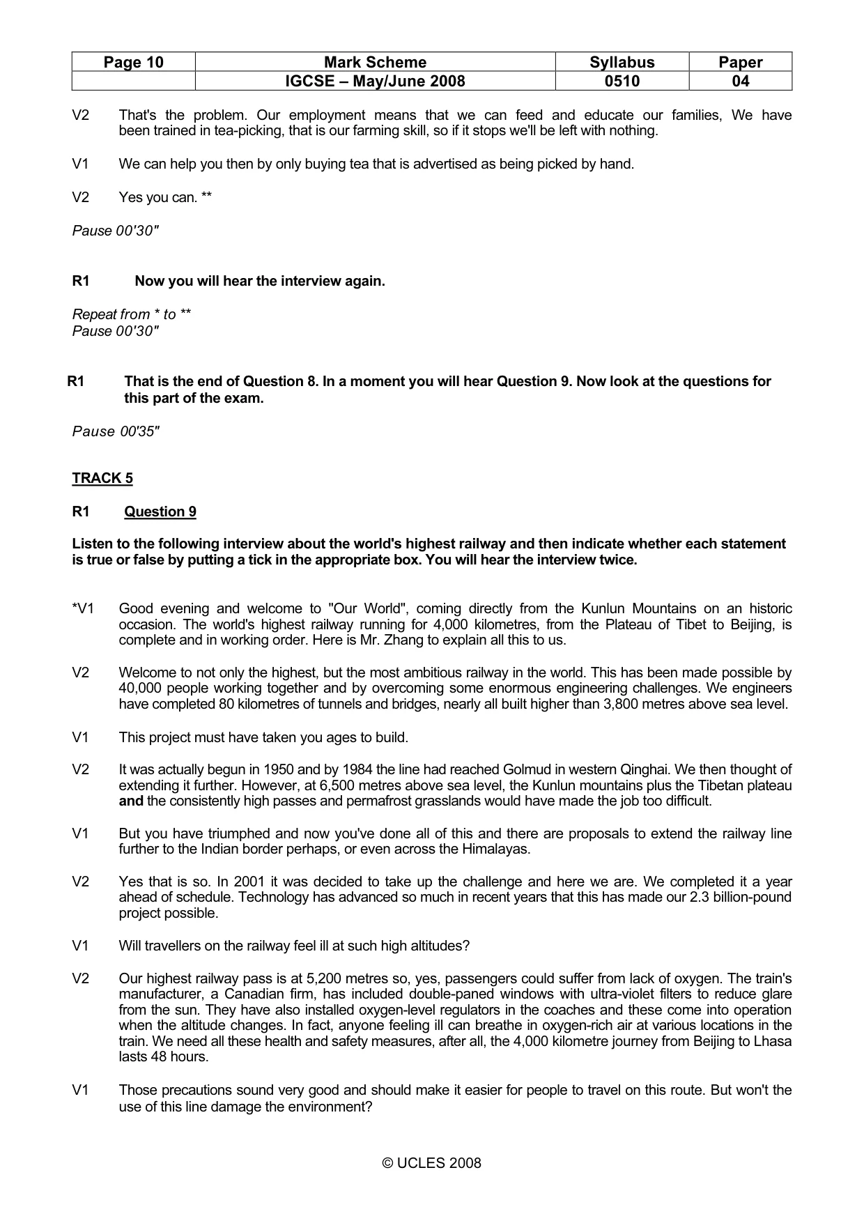 Mark scheme, page 10 of 12