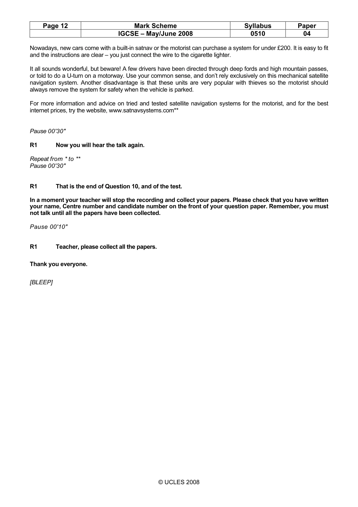 Mark scheme, page 12 of 12