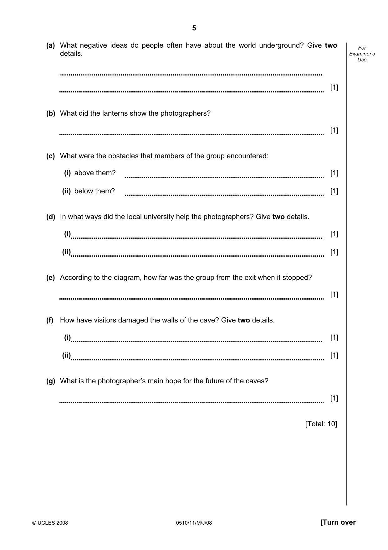 Cambridge IGCSE English - Second Language (oral endorsement) 0510 2008 May/June Paper 1 · Variant 1 question paper, page 6 of 33