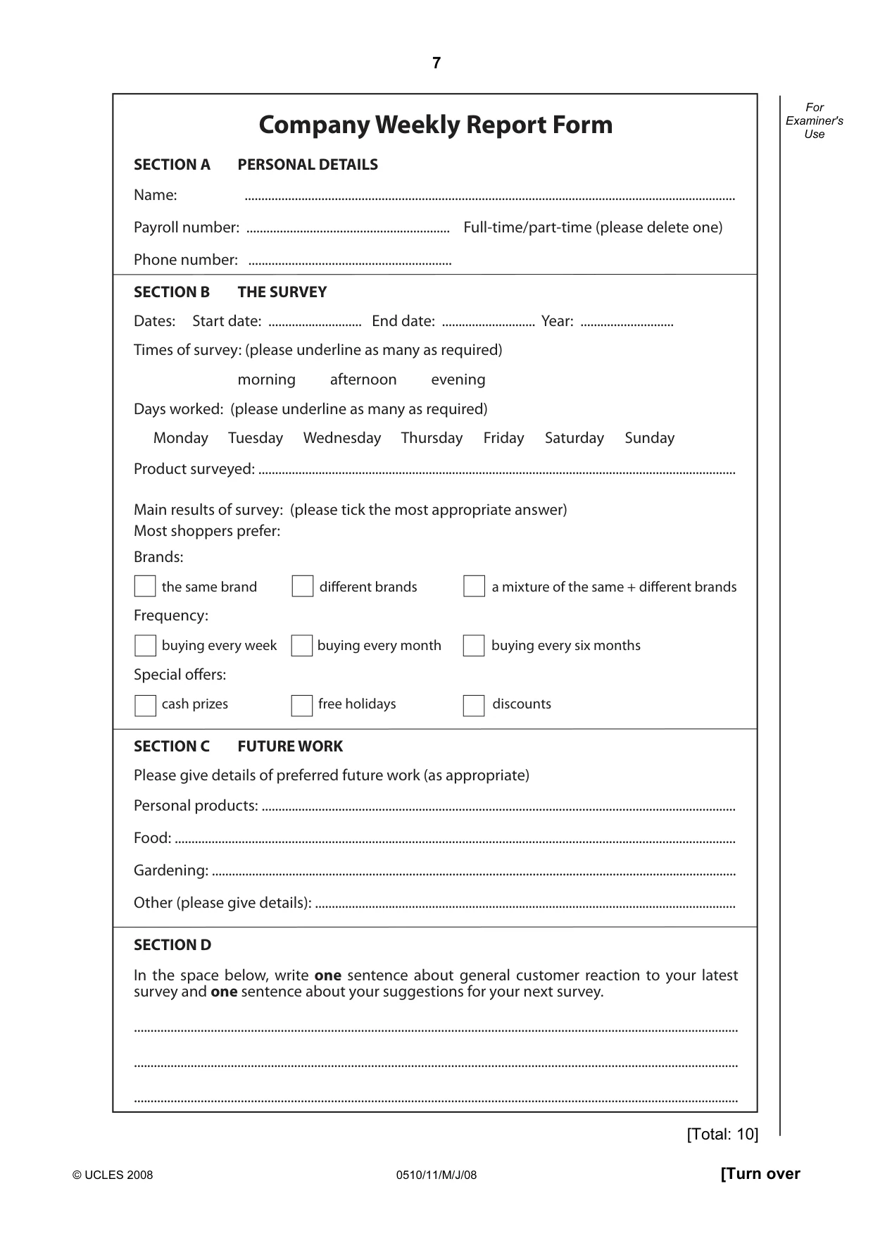 Cambridge IGCSE English - Second Language (oral endorsement) 0510 2008 May/June Paper 1 · Variant 1 question paper, page 8 of 33