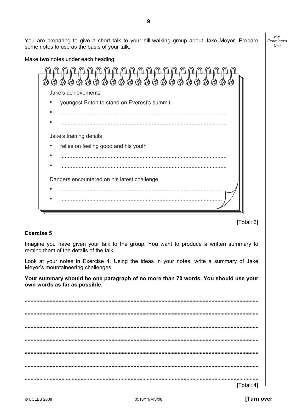 Cambridge IGCSE English - Second Language (oral endorsement) 0510 2008 May/June Paper 1 · Variant 1 question paper, page 10 of 33