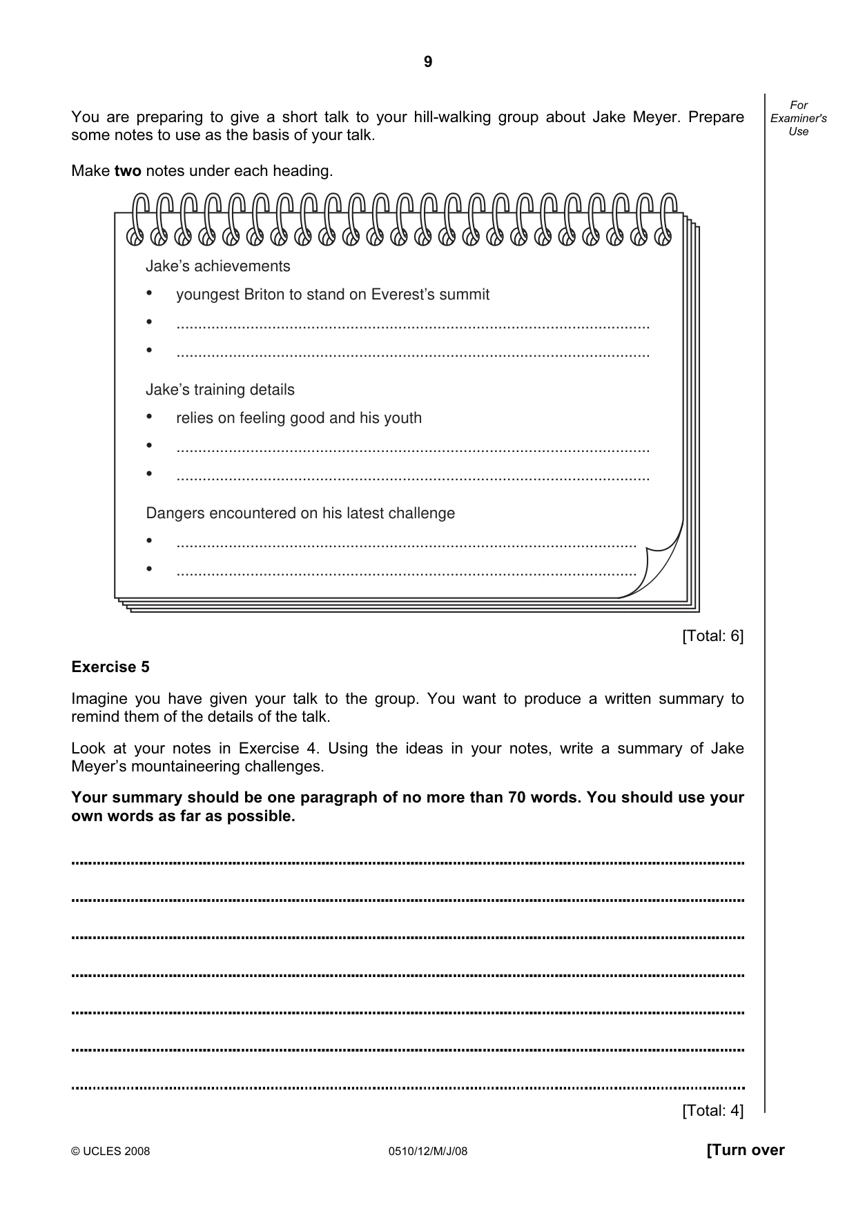 Cambridge IGCSE English - Second Language (oral endorsement) 0510 2008 May/June Paper 1 · Variant 1 question paper, page 26 of 33