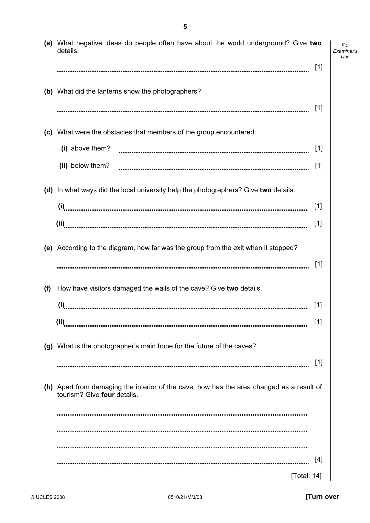 Cambridge IGCSE English - Second Language (oral endorsement) 0510 2008 May/June Paper 2 · Variant 1 question paper, page 6 of 33
