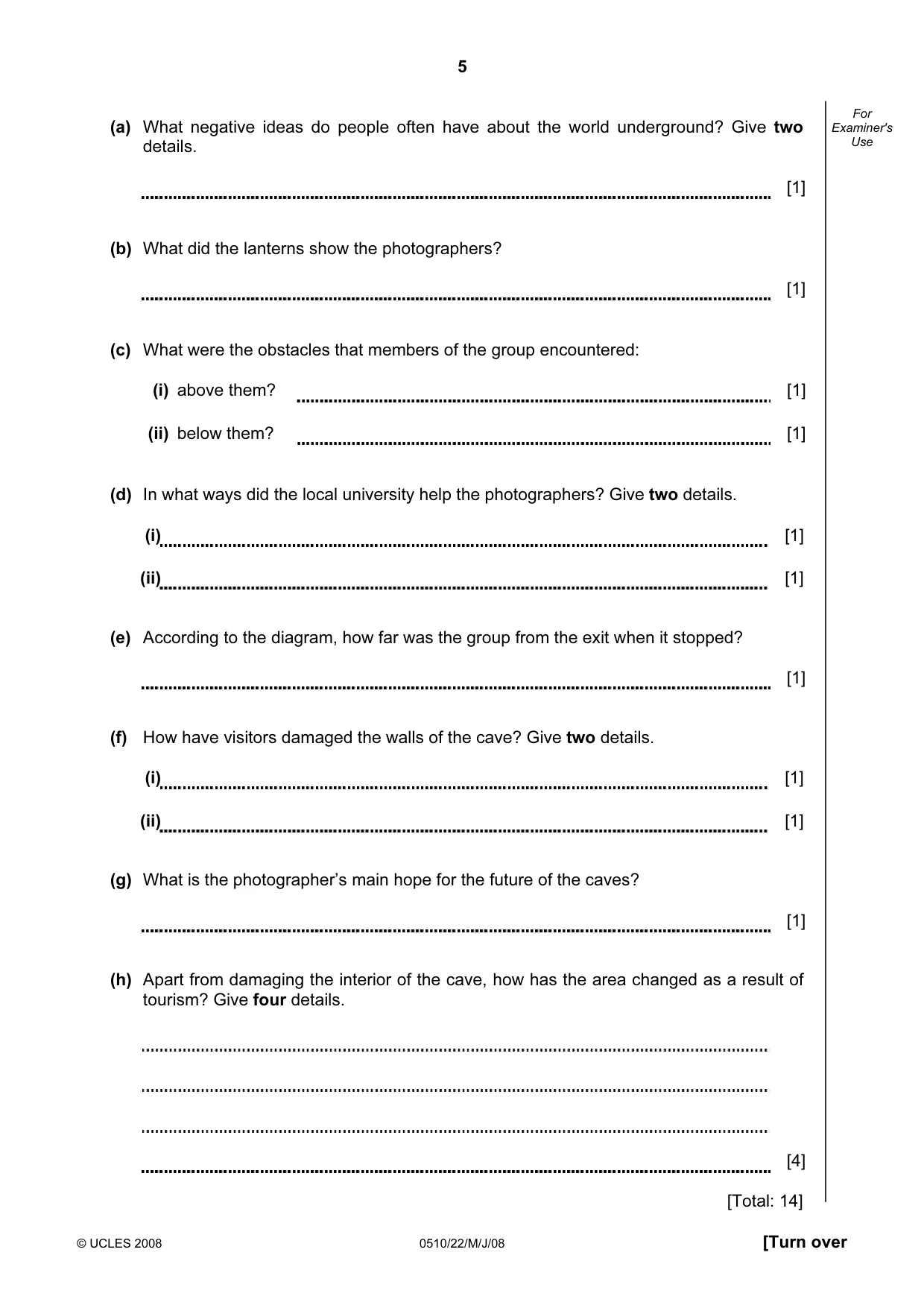 Cambridge IGCSE English - Second Language (oral endorsement) 0510 2008 May/June Paper 2 · Variant 1 question paper, page 22 of 33