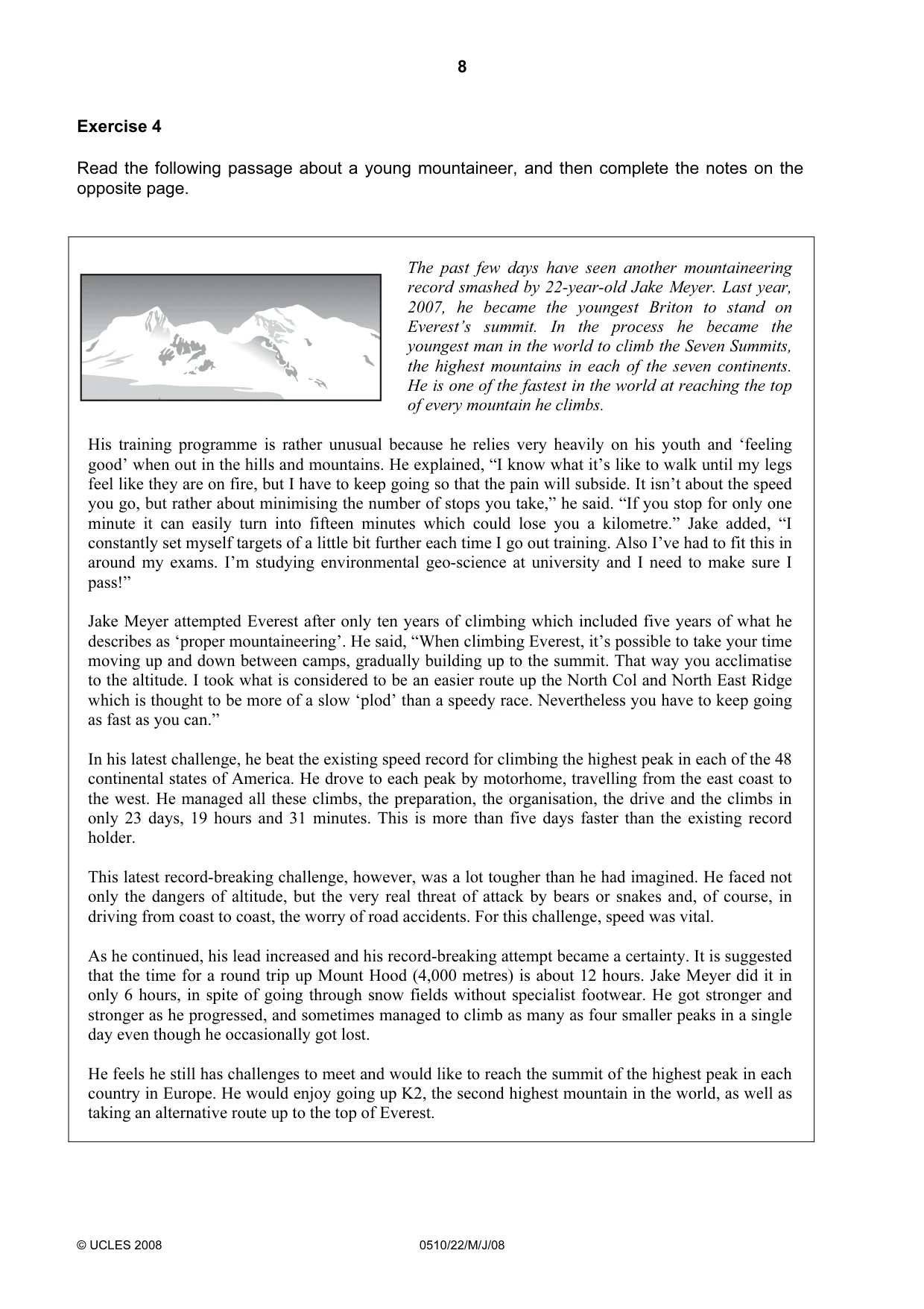 Cambridge IGCSE English - Second Language (oral endorsement) 0510 2008 May/June Paper 2 · Variant 1 question paper, page 25 of 33