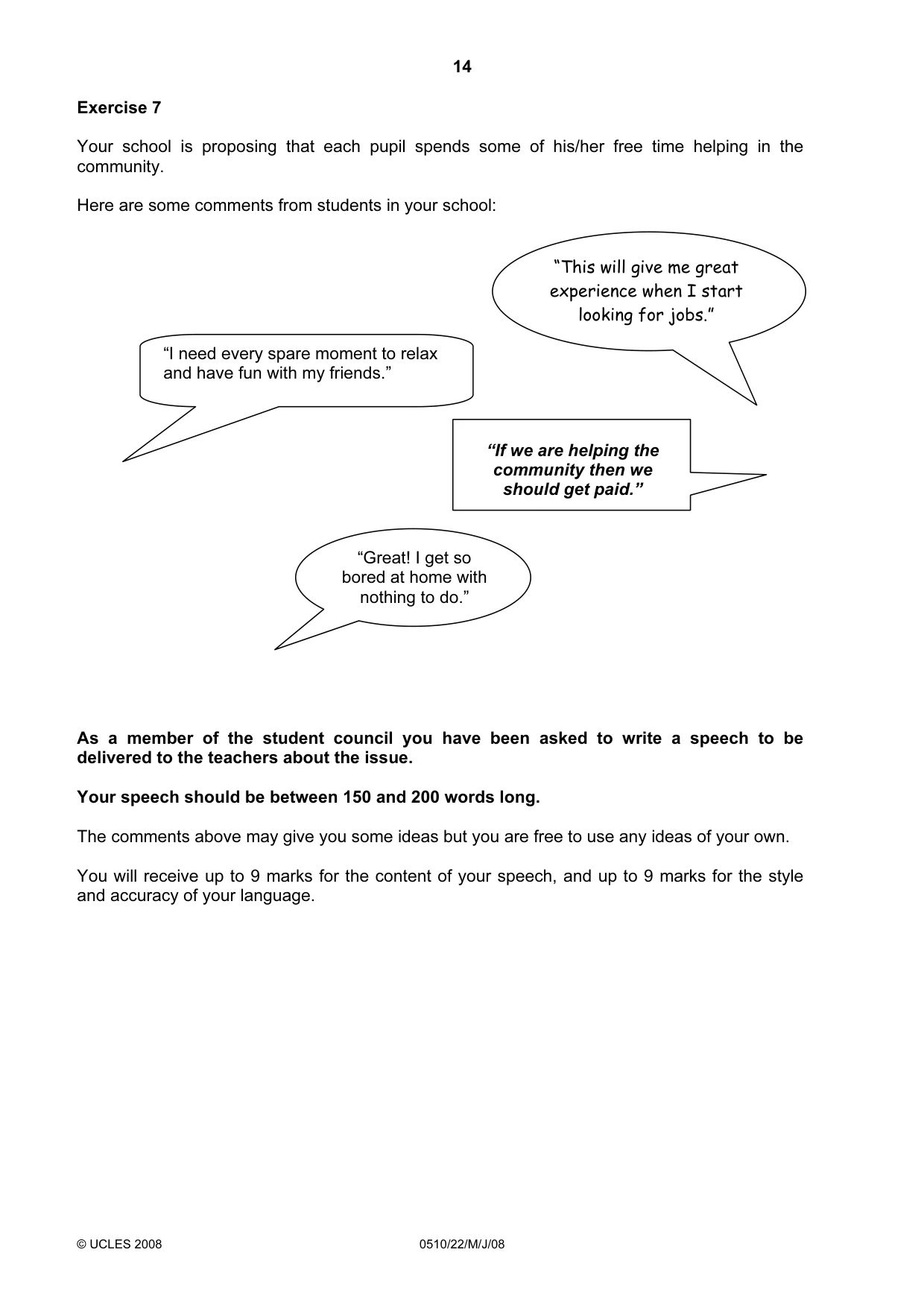 Cambridge IGCSE English - Second Language (oral endorsement) 0510 2008 May/June Paper 2 · Variant 1 question paper, page 31 of 33