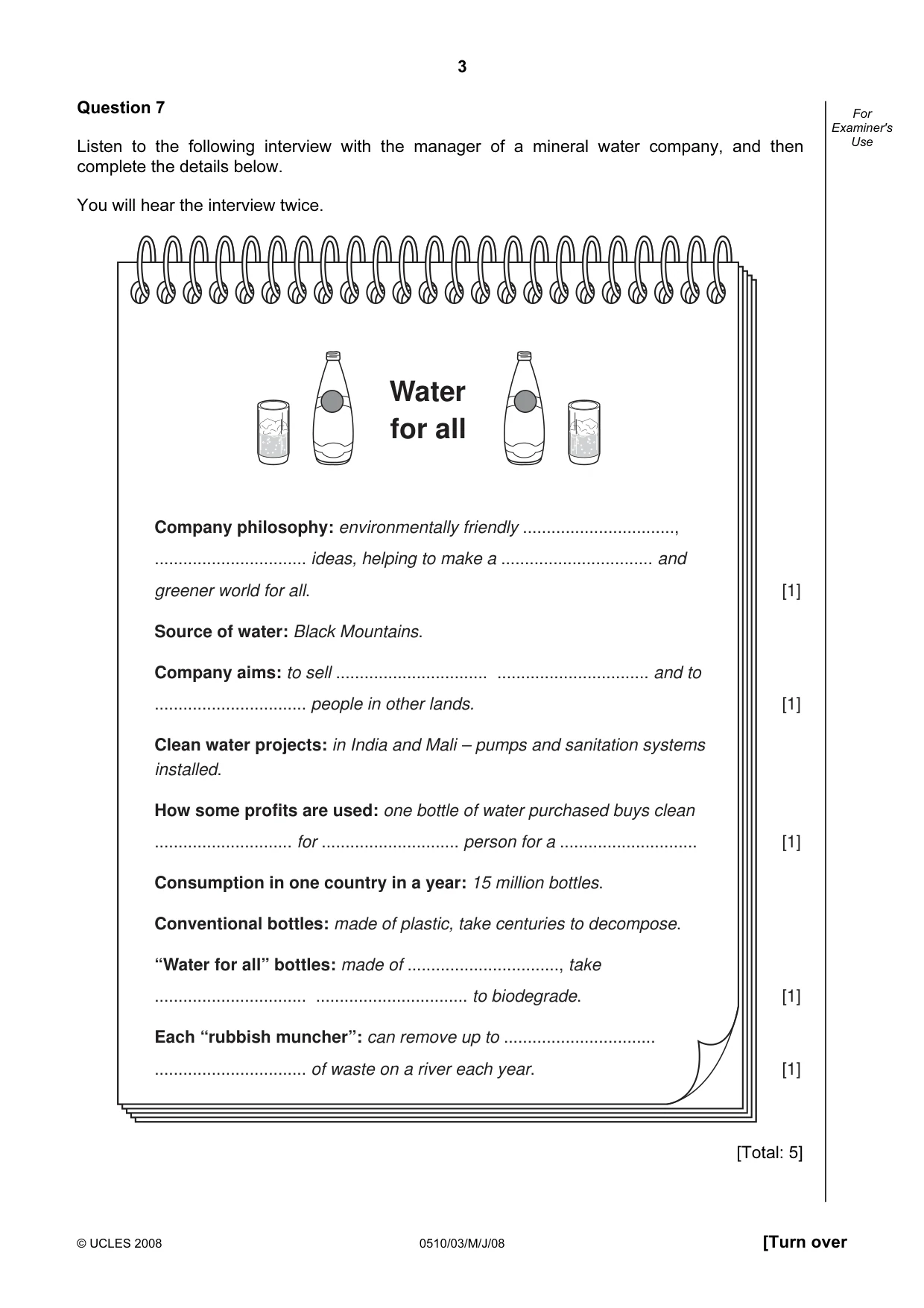 Cambridge IGCSE English - Second Language (oral endorsement) 0510 2008 May/June Paper 3 · Variant 1 question paper, page 3 of 8
