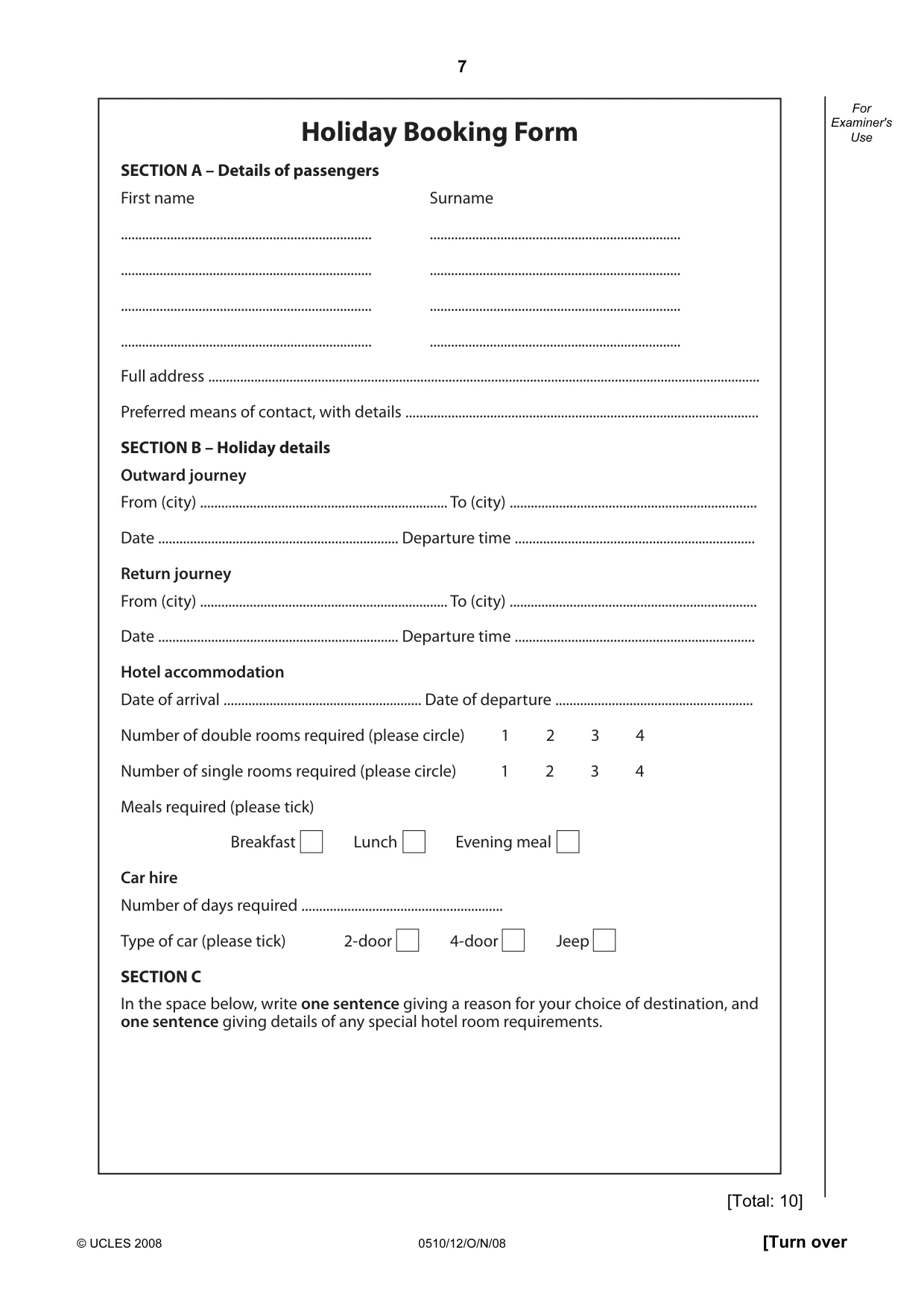Cambridge IGCSE English - Second Language (oral endorsement) 0510 2008 Oct/Nov Paper 1 · Variant 0 question paper, page 24 of 33
