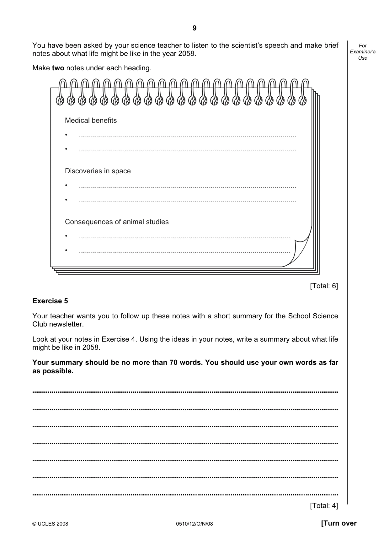 Cambridge IGCSE English - Second Language (oral endorsement) 0510 2008 Oct/Nov Paper 1 · Variant 0 question paper, page 26 of 33